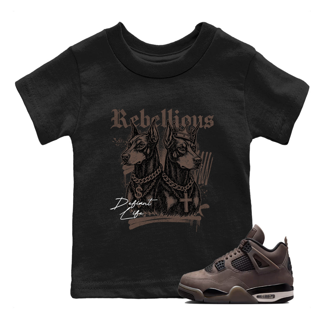 Sneaker match tees  Sneaker Tees To Match Air Jordan 4 Cave Stone Shoes  Rebellious Kids T-Shirt Black 1