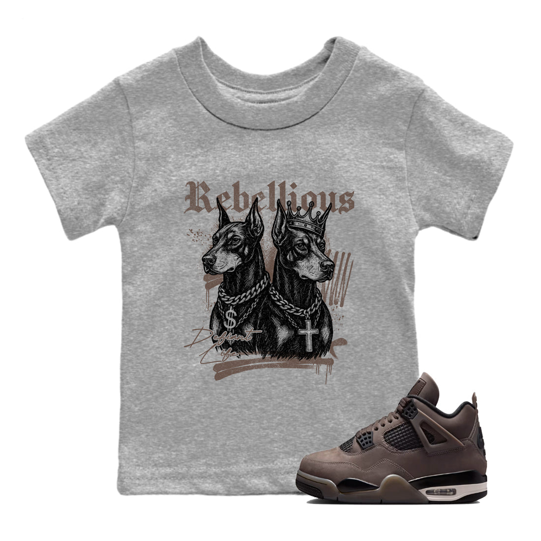 Sneaker match tees  Sneaker Tees To Match Air Jordan 4 Cave Stone Shoes  Rebellious Kids T-Shirt Heather Grey 1