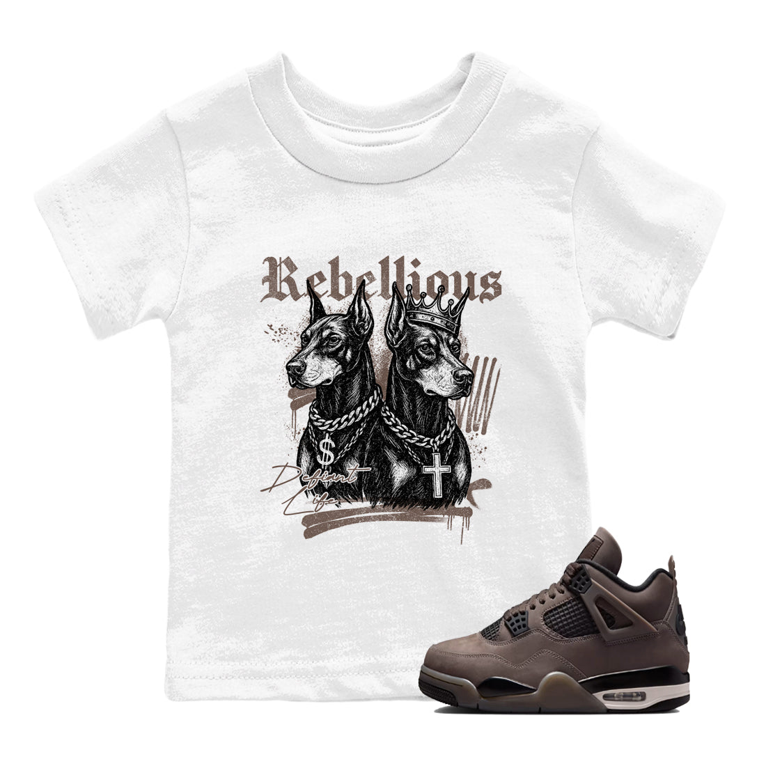 Sneaker match tees  Sneaker Tees To Match Air Jordan 4 Cave Stone Shoes  Rebellious Kids T-Shirt White 1