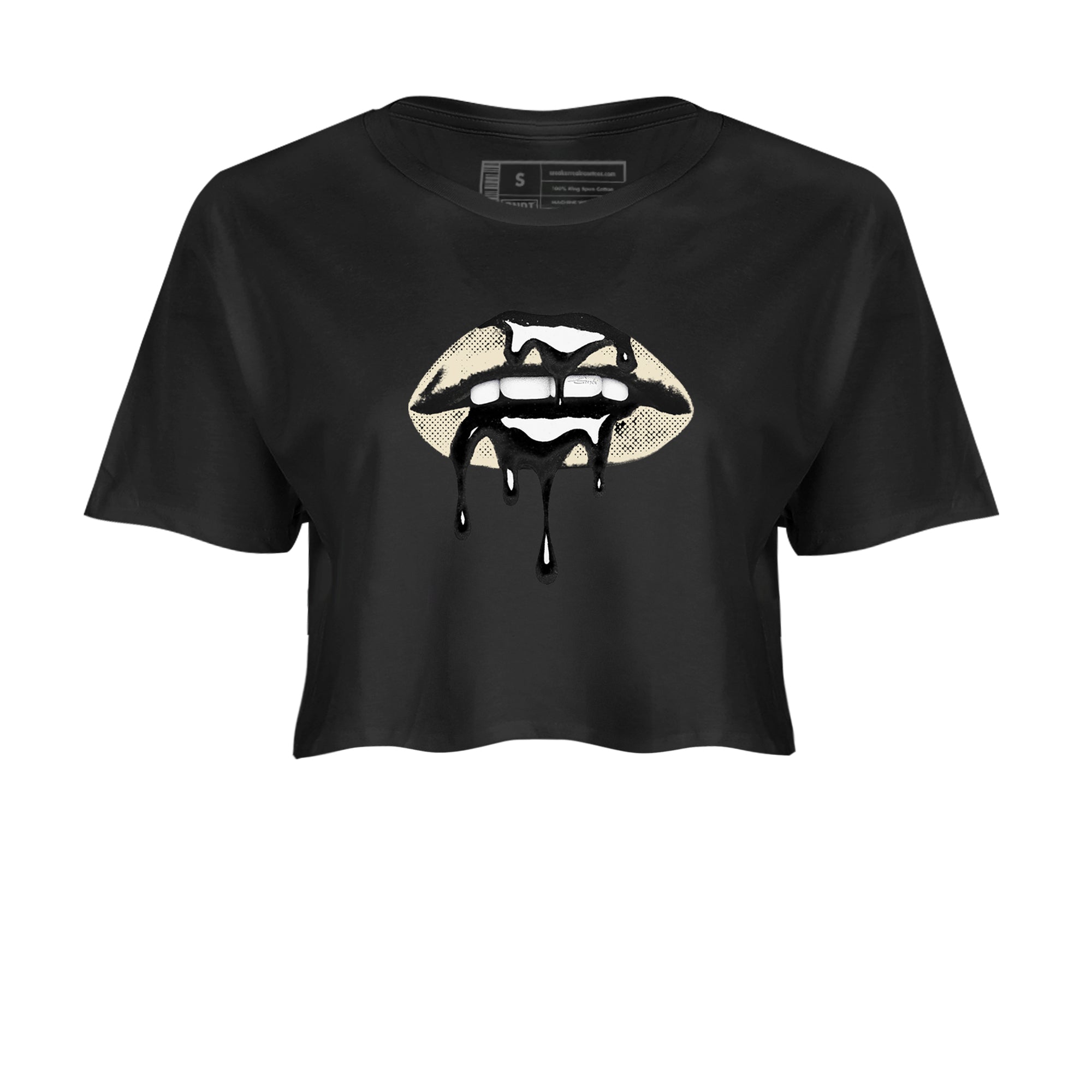 Sneaker Threads  Sneaker Tees To Match Air Foamposite One Pearl  Retro Dripping Lips Crop Tee Black 2. Perfect for Jordan releases 2025 colorways.