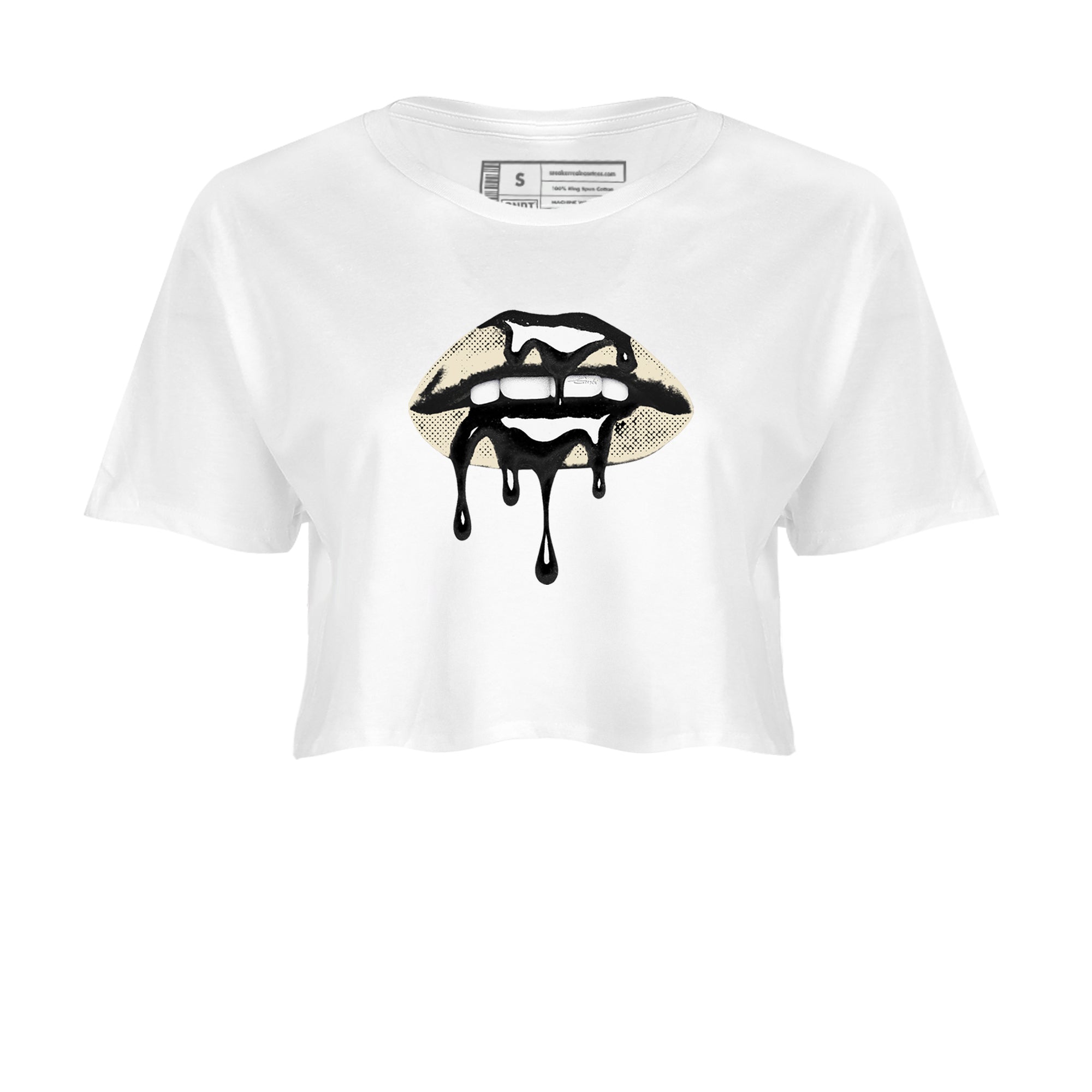 Sneaker Threads  Sneaker Tees To Match Air Foamposite One Pearl  Retro Dripping Lips Crop Tee White 2. Perfect for Jordan releases 2025 colorways.