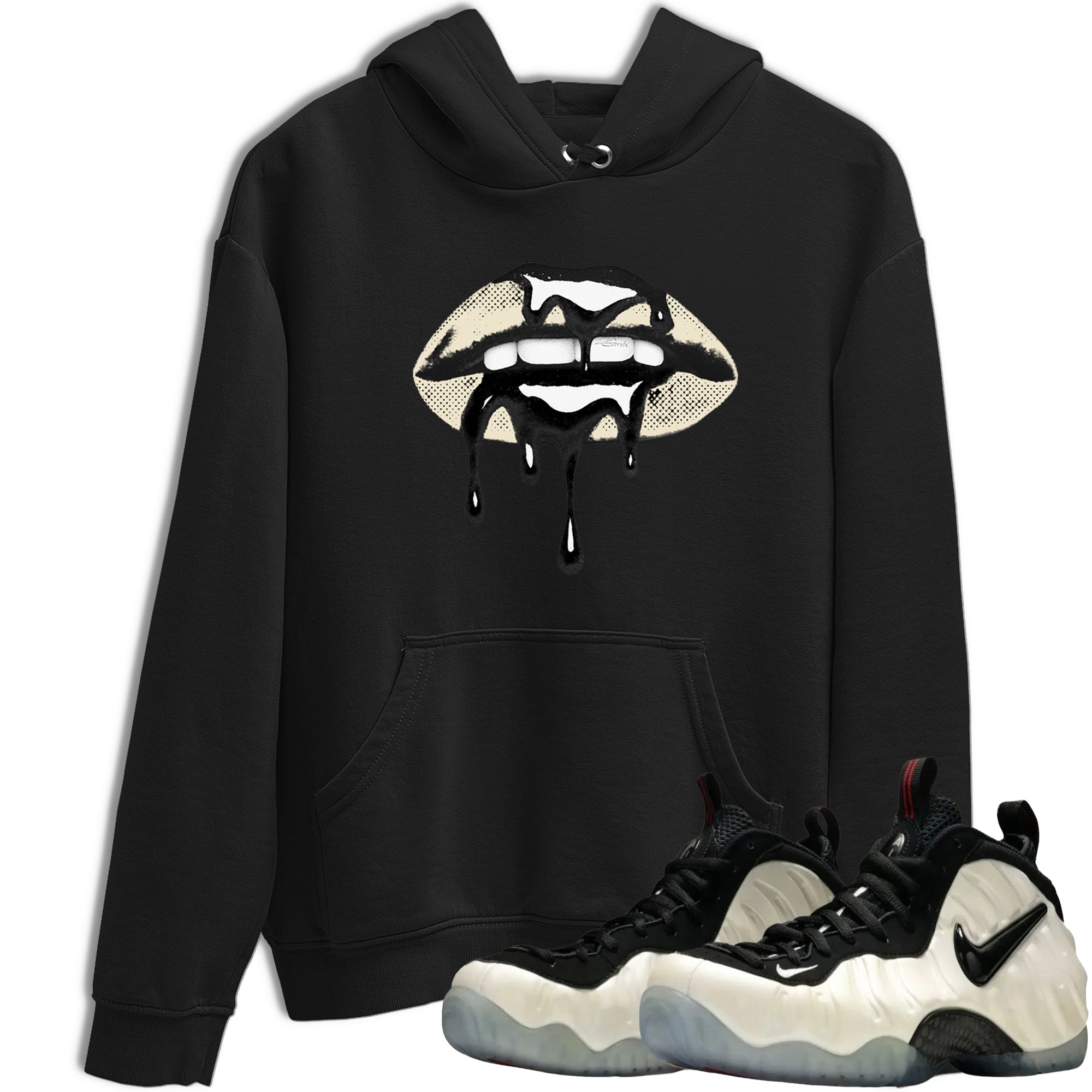 Sneaker Threads  Sneaker Tees To Match Air Foamposite One Pearl  Retro Dripping Lips Graphic Tee Black 1. Perfect for Jordan releases 2025 colorways.