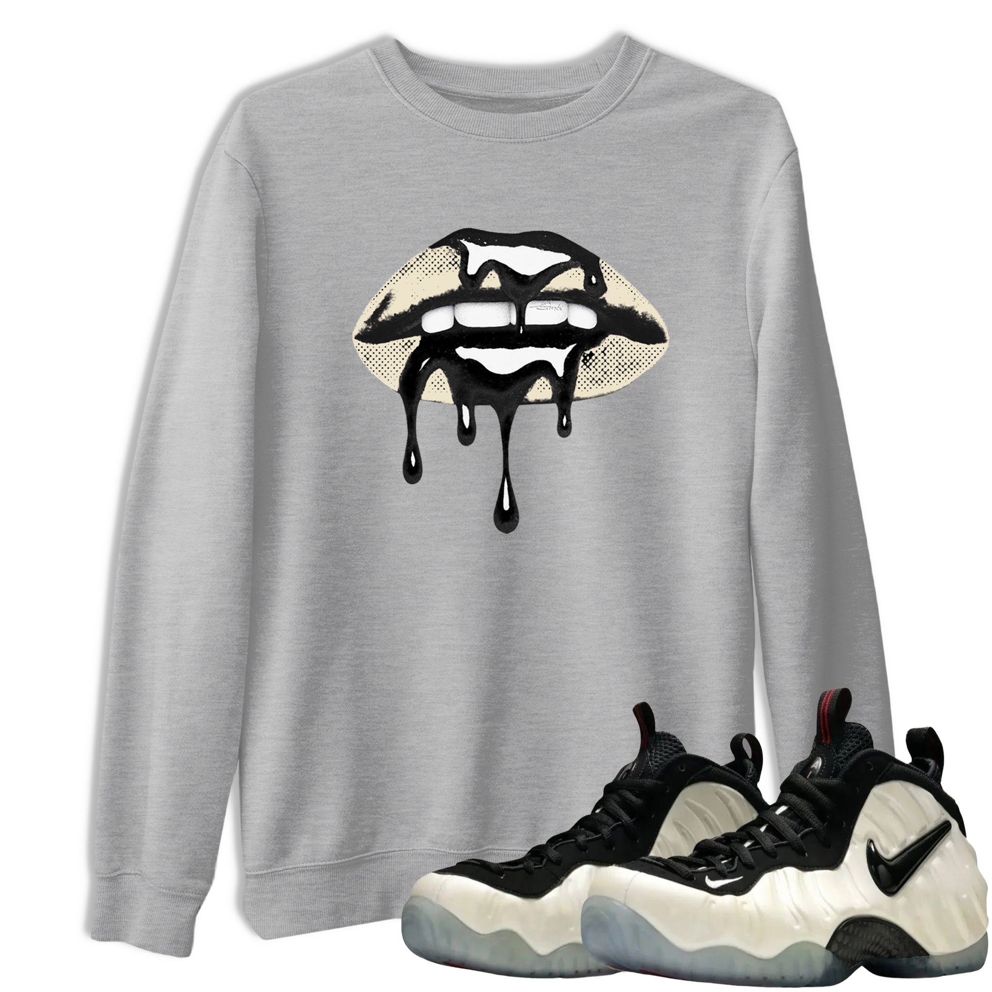 Sneaker Threads  Sneaker Tees To Match Air Foamposite One Pearl  Retro Dripping Lips Graphic Tee Heather Grey 1. Perfect for Jordan releases 2025 colorways.