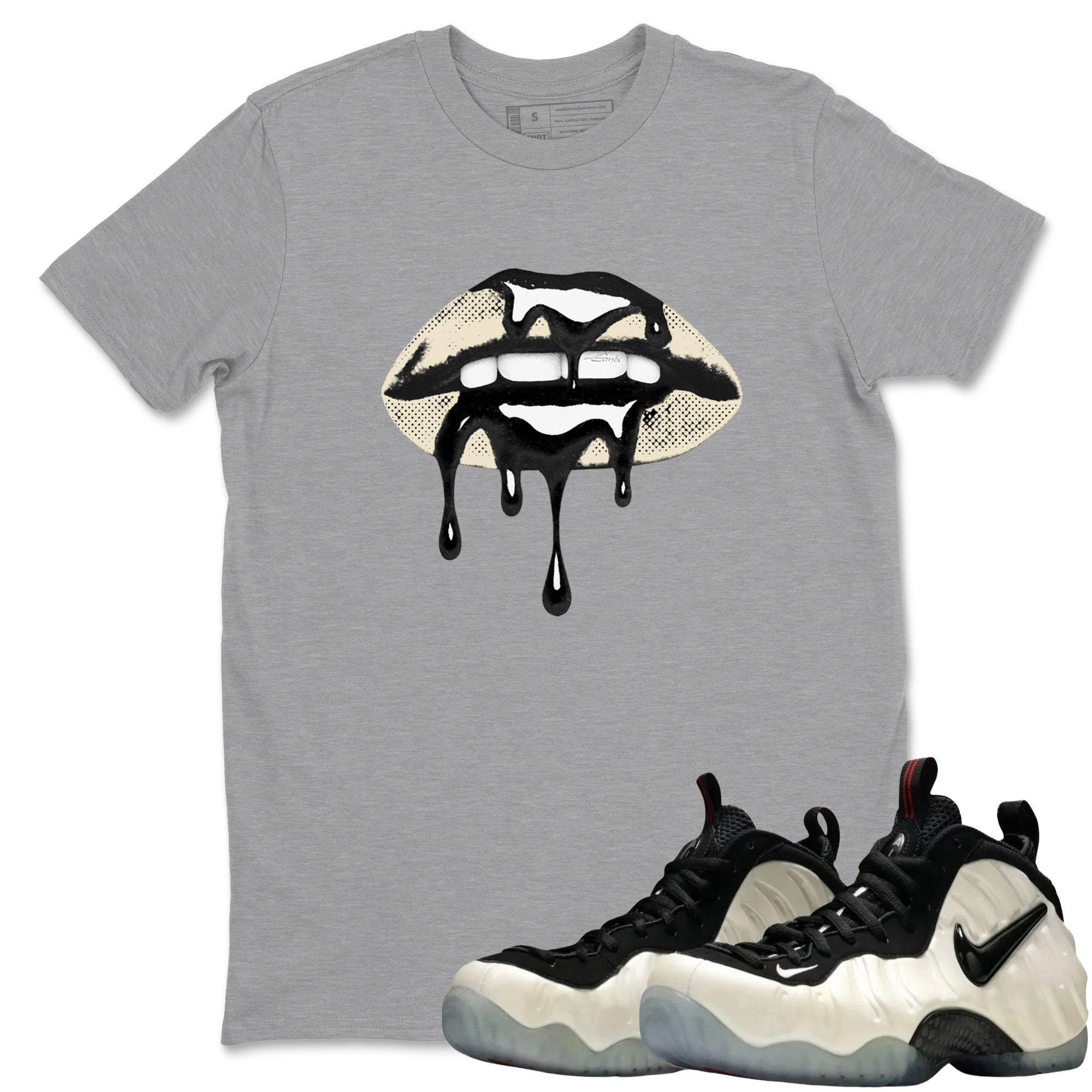 Sneaker Threads  Sneaker Tees To Match Air Foamposite One Pearl  Retro Dripping Lips Graphic Tee Heather Grey 1. Perfect for Jordan releases 2025 colorways.