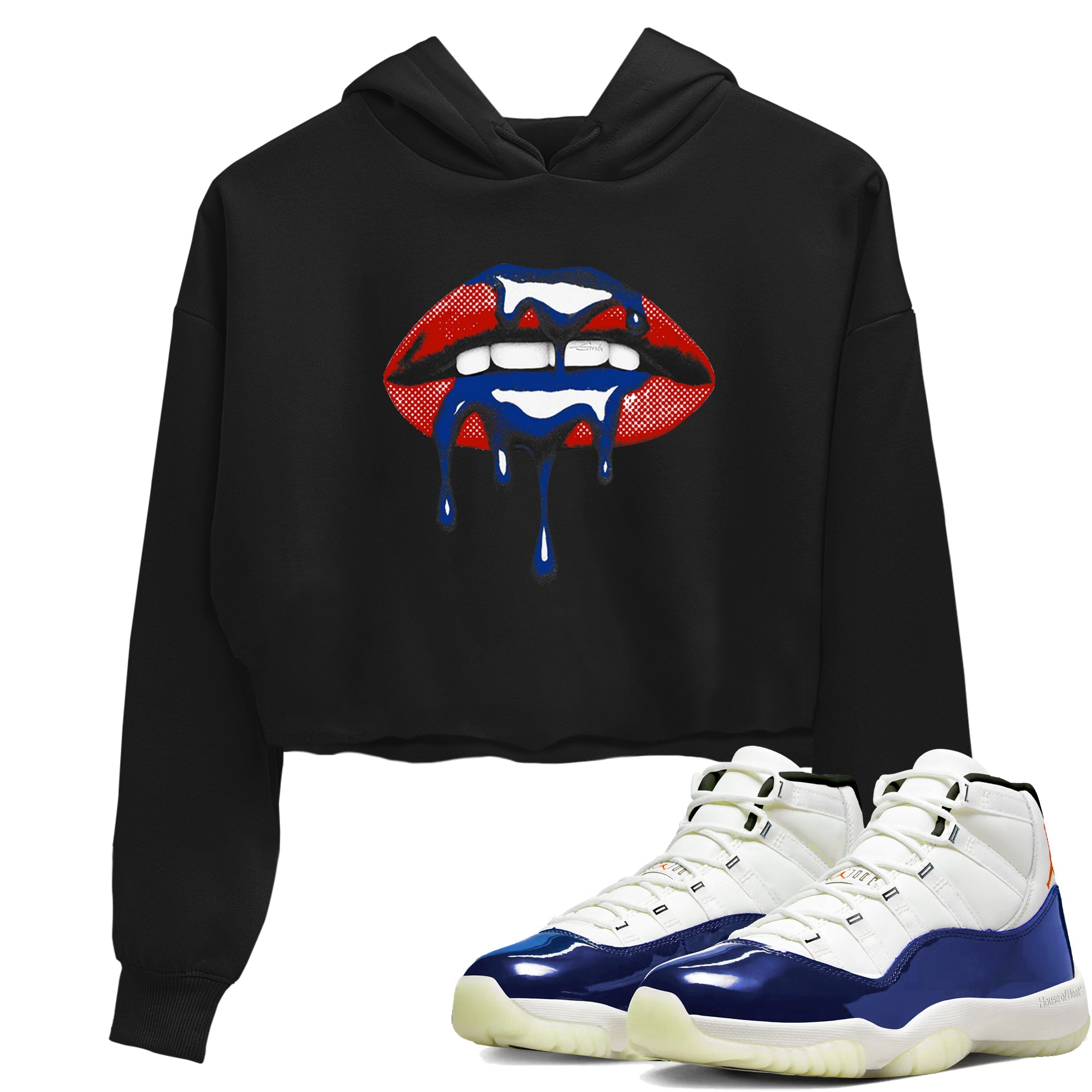 Sneaker Threads  Sneaker Tees To Match Air Jordan 11 Rare Air  Retro Dripping Lips Crop Tee Black 1. Perfect for Jordan releases 2025 colorways.