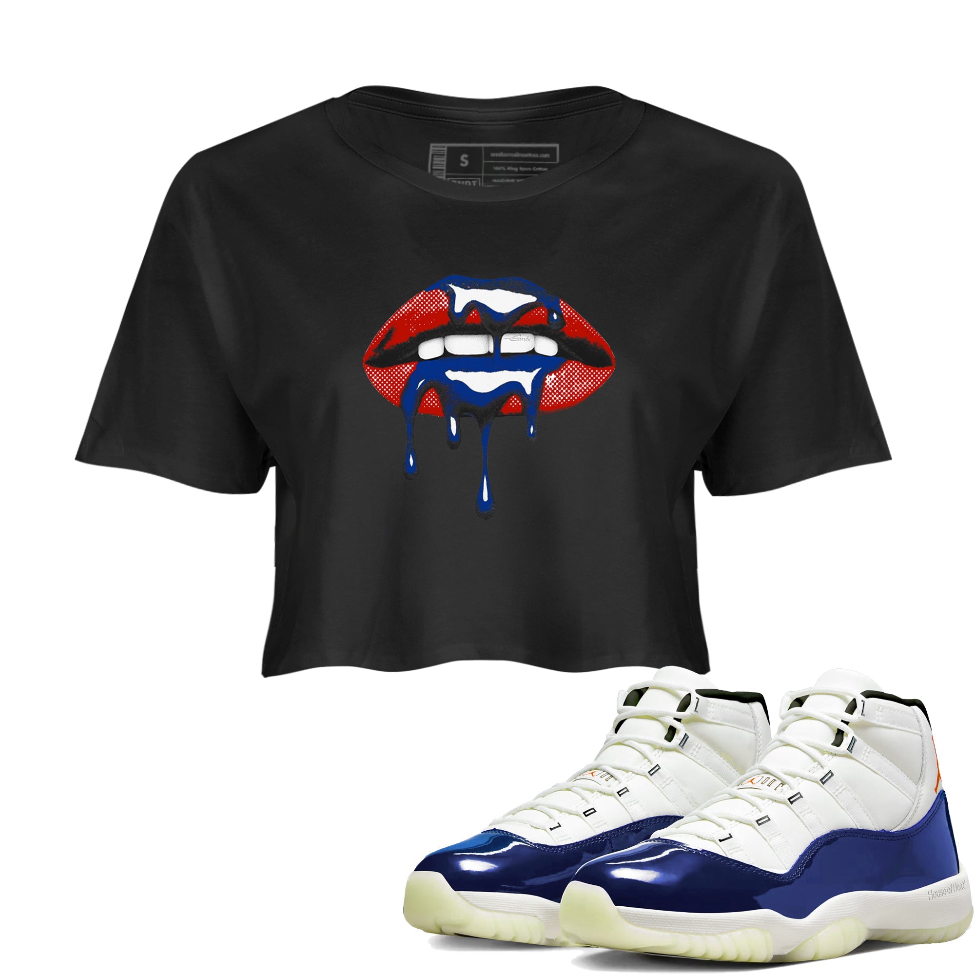 Sneaker Threads  Sneaker Tees To Match Air Jordan 11 Rare Air  Retro Dripping Lips Crop Tee Black 1. Perfect for Jordan releases 2025 colorways.