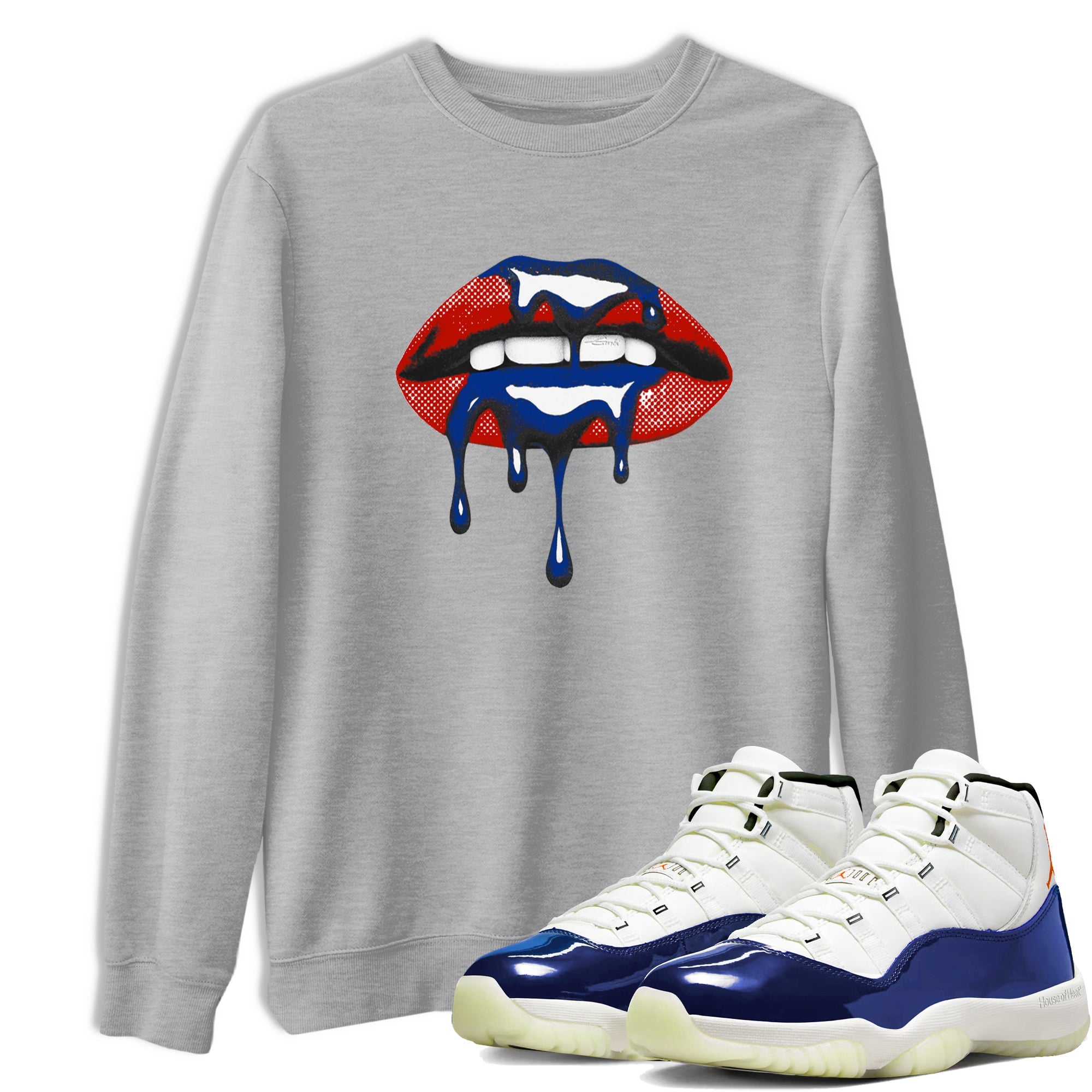 Sneaker Threads  Sneaker Tees To Match Air Jordan 11 Rare Air  Retro Dripping Lips Graphic Tee Heather Grey 1. Perfect for Jordan releases 2025 colorways.