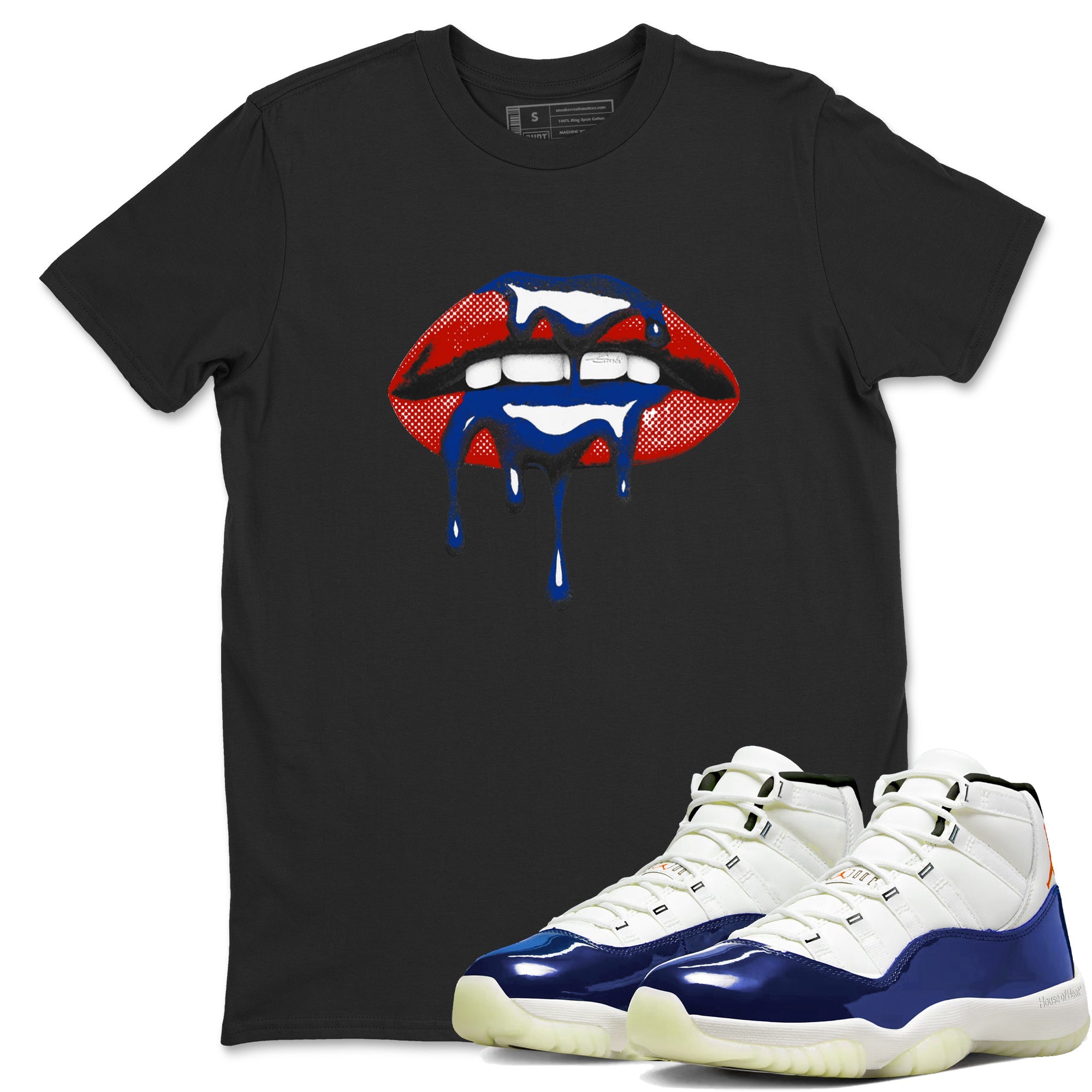 Sneaker Threads  Sneaker Tees To Match Air Jordan 11 Rare Air  Retro Dripping Lips Graphic Tee Black 1. Perfect for Jordan releases 2025 colorways.