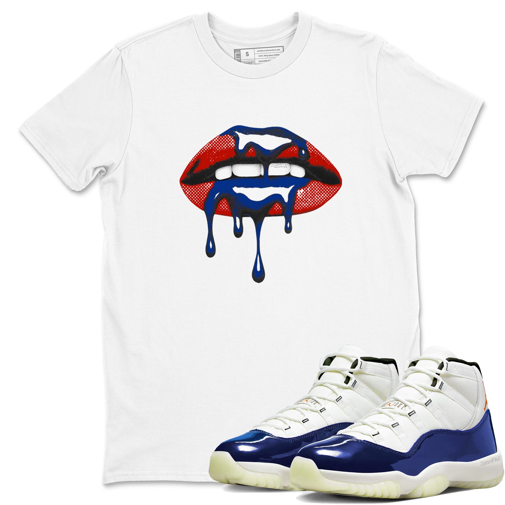 Sneaker Threads  Sneaker Tees To Match Air Jordan 11 Rare Air  Retro Dripping Lips Graphic Tee White 1. Perfect for Jordan releases 2025 colorways.