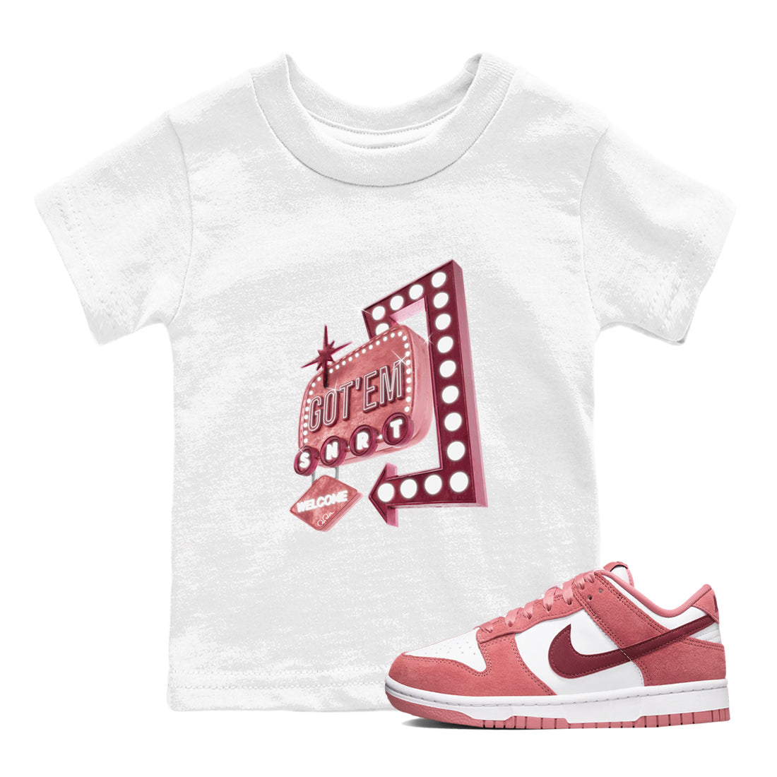 Dunk Valentines Day 2024 shirt to match jordans Retro Neon Sign sneaker tees Dunk Happy Valentines Day 2024 Drip Gear Zone Baby Toddler White 1 T-Shirt