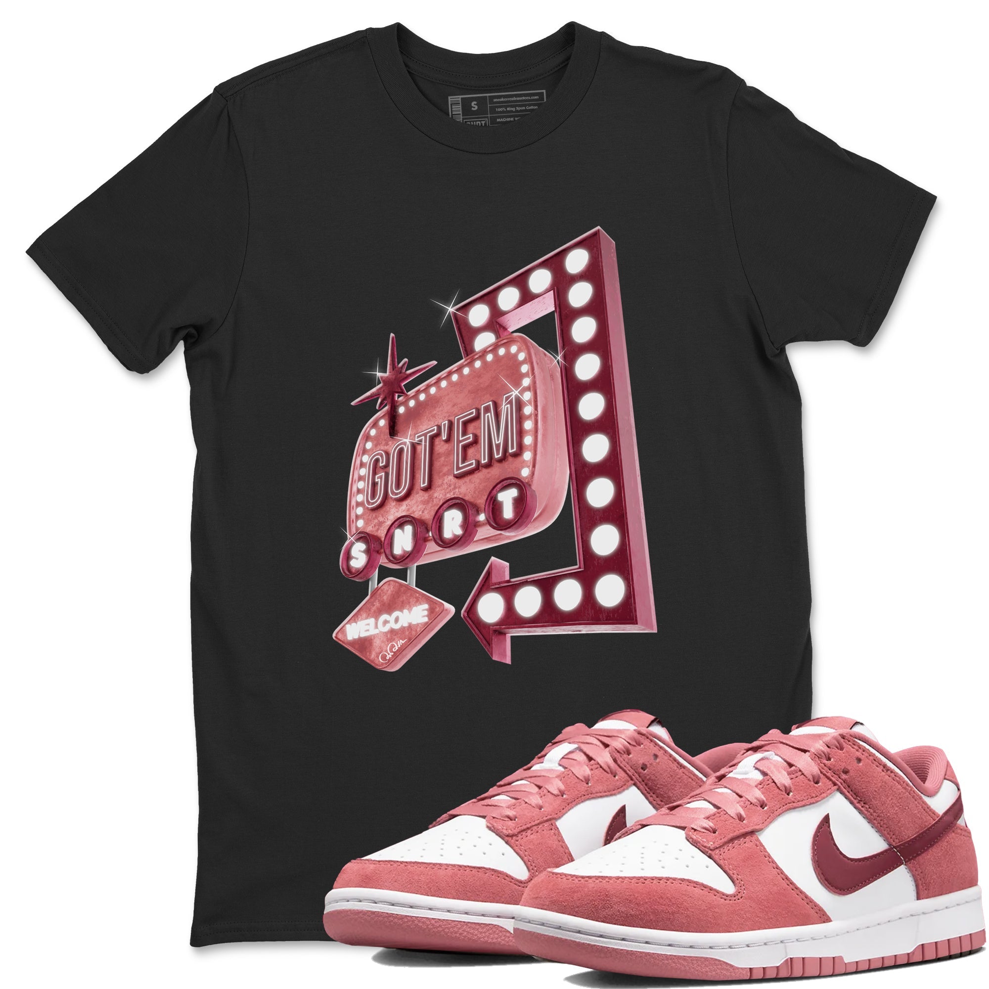Dunk Valentines Day 2024 shirt to match jordans Retro Neon Sign sneaker tees Dunk Happy Valentines Day 2024 Drip Gear Zone Unisex Black 1 T-Shirt