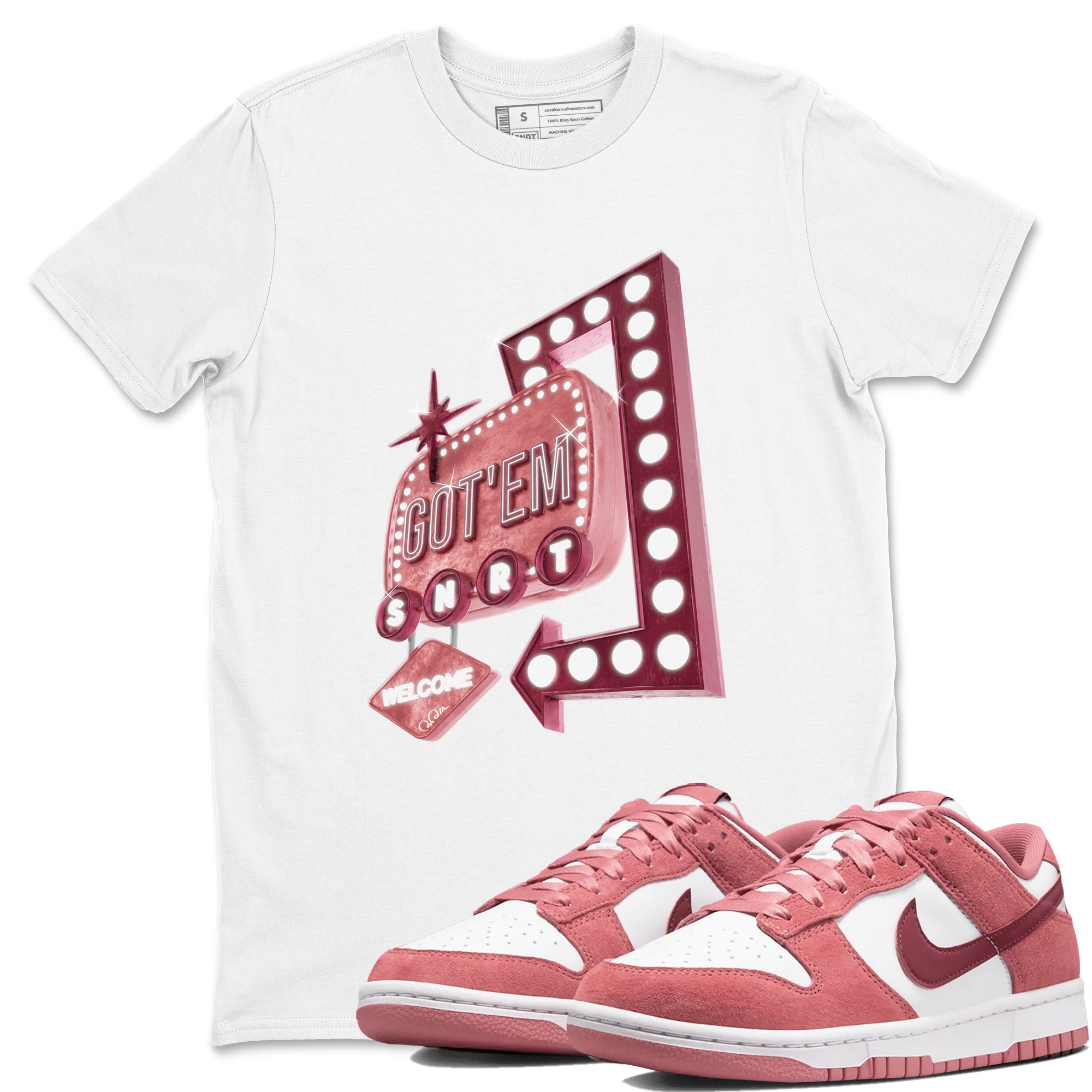Dunk Valentines Day 2024 shirt to match jordans Retro Neon Sign sneaker tees Dunk Happy Valentines Day 2024 Drip Gear Zone Unisex White 1 T-Shirt