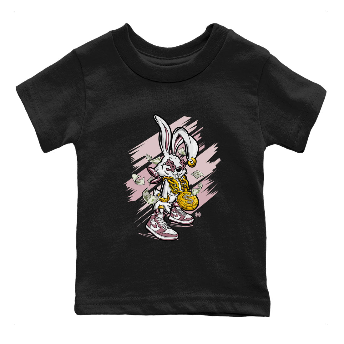 Jordan 1 High OG Mauve shirt to match jordans Rich Bunny sneaker tees Air Jordan 1 Mauve Drip Gear Zone Casual Crew Neck T-Shirt Baby Toddler Black 2 T-Shirt