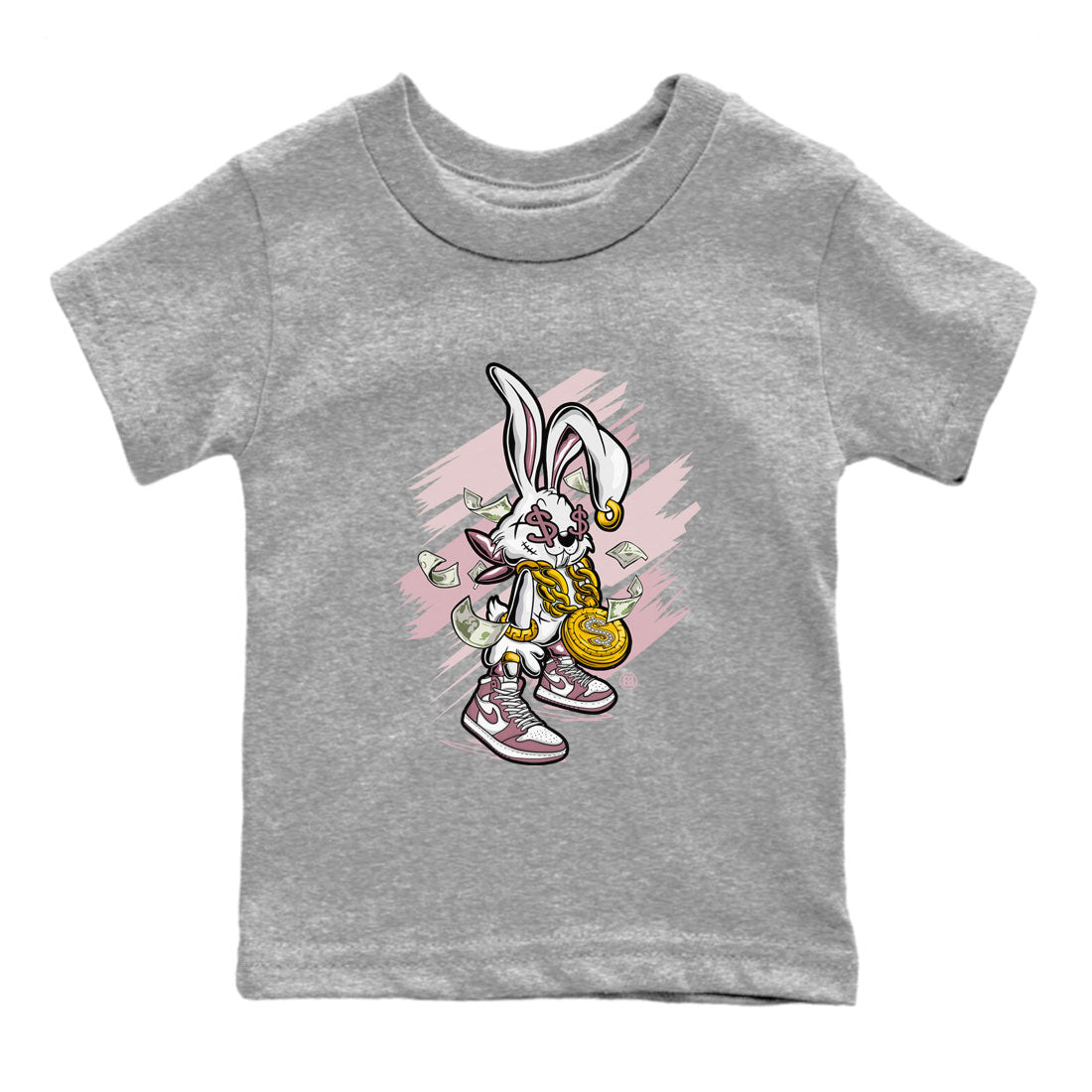 Jordan 1 High OG Mauve shirt to match jordans Rich Bunny sneaker tees Air Jordan 1 Mauve Drip Gear Zone Casual Crew Neck T-Shirt Baby Toddler Heather Grey 2 T-Shirt