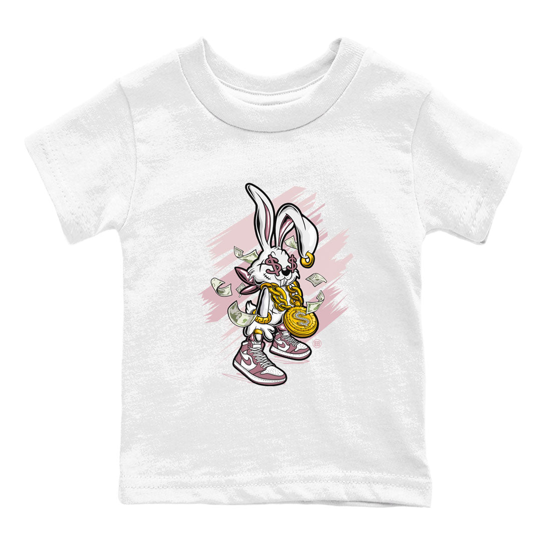 Jordan 1 High OG Mauve shirt to match jordans Rich Bunny sneaker tees Air Jordan 1 Mauve Drip Gear Zone Casual Crew Neck T-Shirt Baby Toddler White 2 T-Shirt