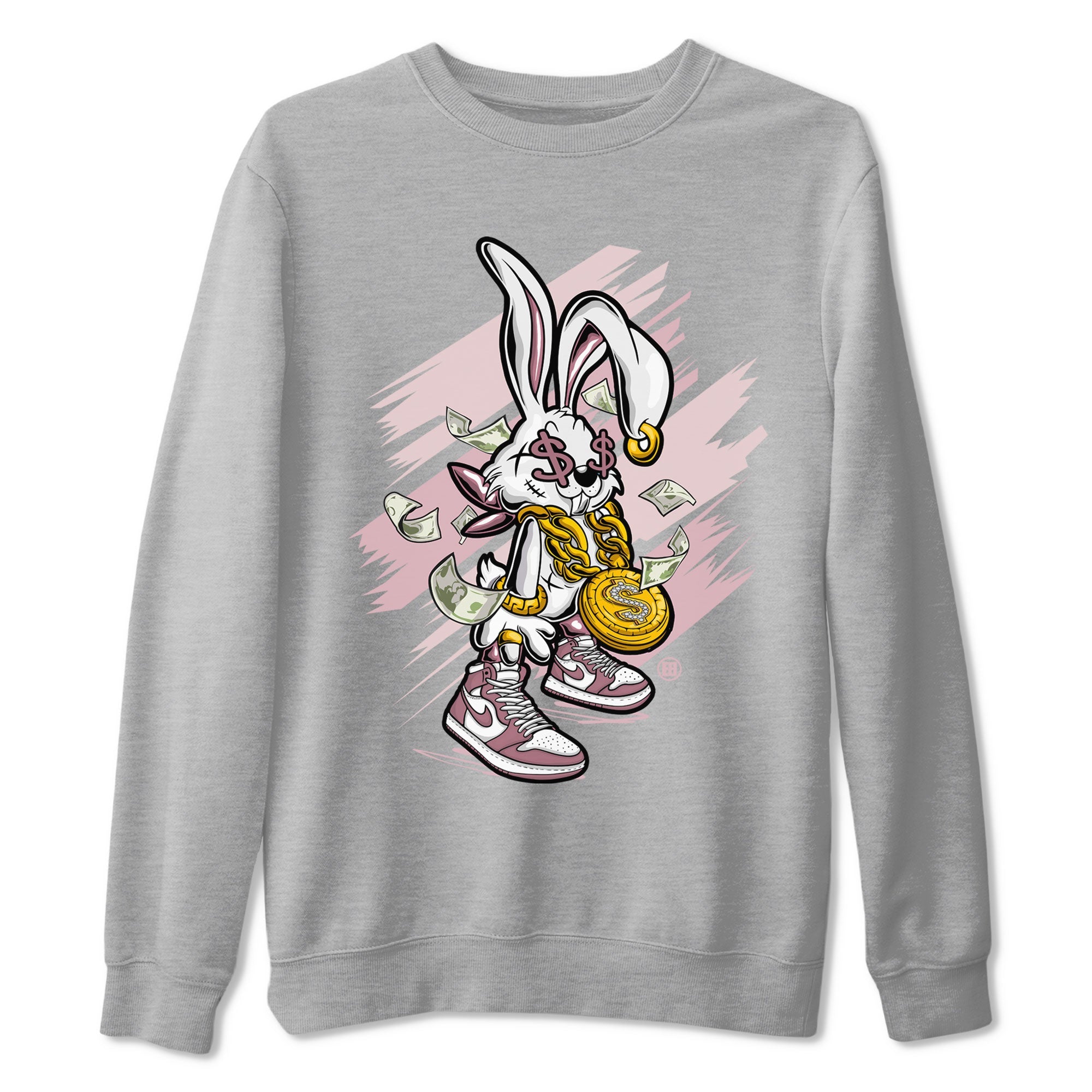 Jordan 1 High OG Mauve shirt to match jordans Rich Bunny sneaker tees Air Jordan 1 Mauve Drip Gear Zone Casual Crew Neck T-Shirt Unisex Heather Grey 2 T-Shirt