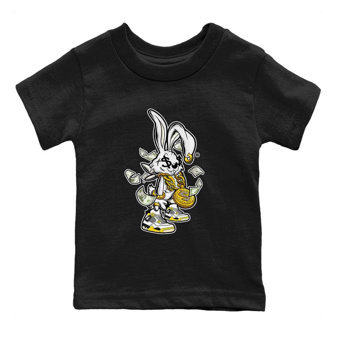 4s Vivid Sulfur shirt to match jordans Rich Bunny sneaker tees Air Jordan 4 Vivid Sulfur Drip Gear Zone baby toddler Black 2 cotton Shirt