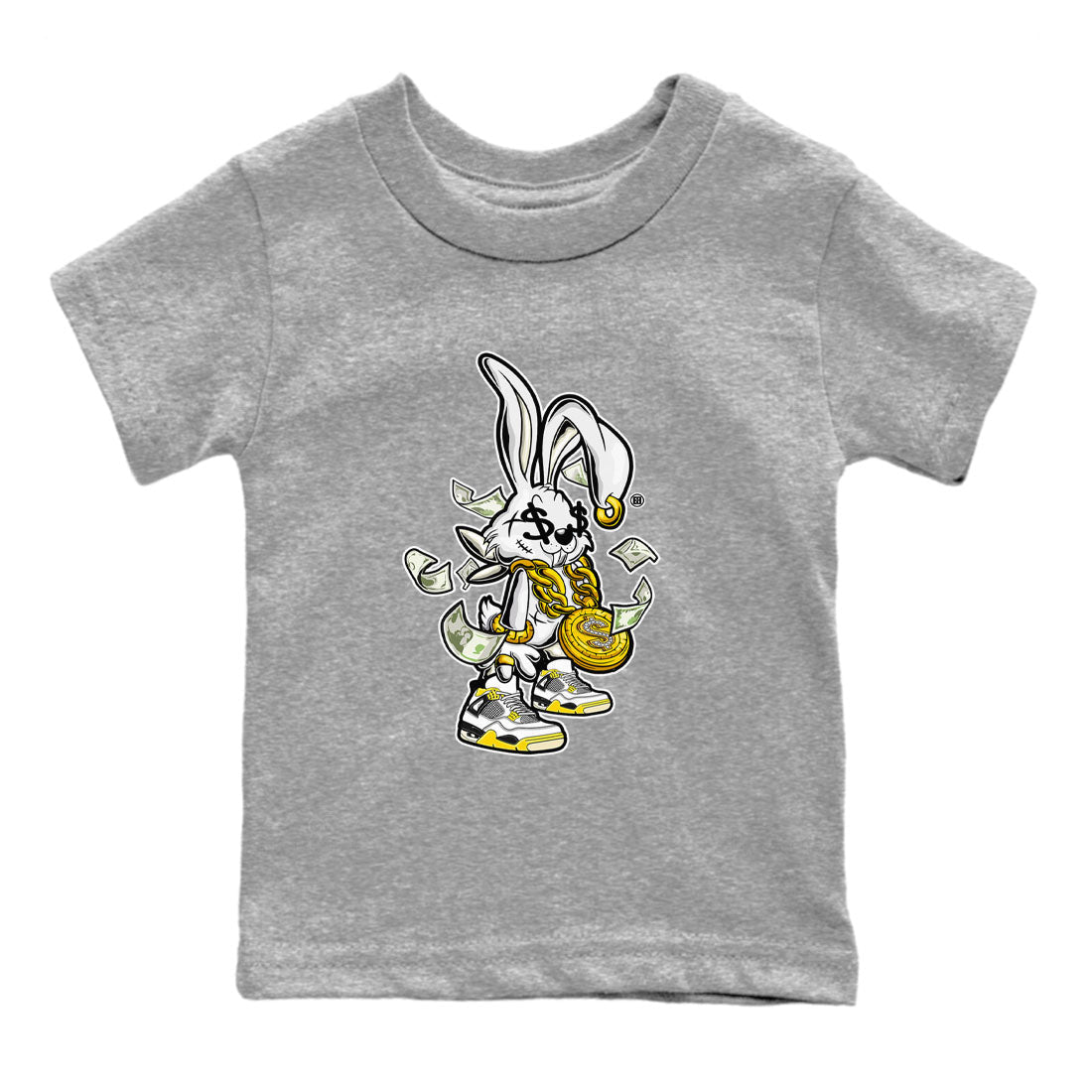 4s Vivid Sulfur shirt to match jordans Rich Bunny sneaker tees Air Jordan 4 Vivid Sulfur Drip Gear Zone baby toddler Heather Grey 2 cotton Shirt