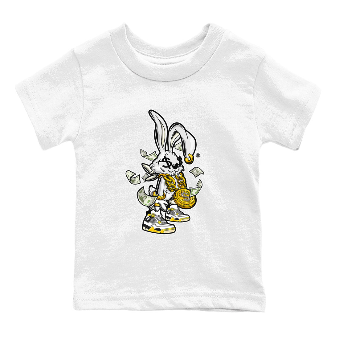 4s Vivid Sulfur shirt to match jordans Rich Bunny sneaker tees Air Jordan 4 Vivid Sulfur Drip Gear Zone baby toddler White 2 cotton Shirt