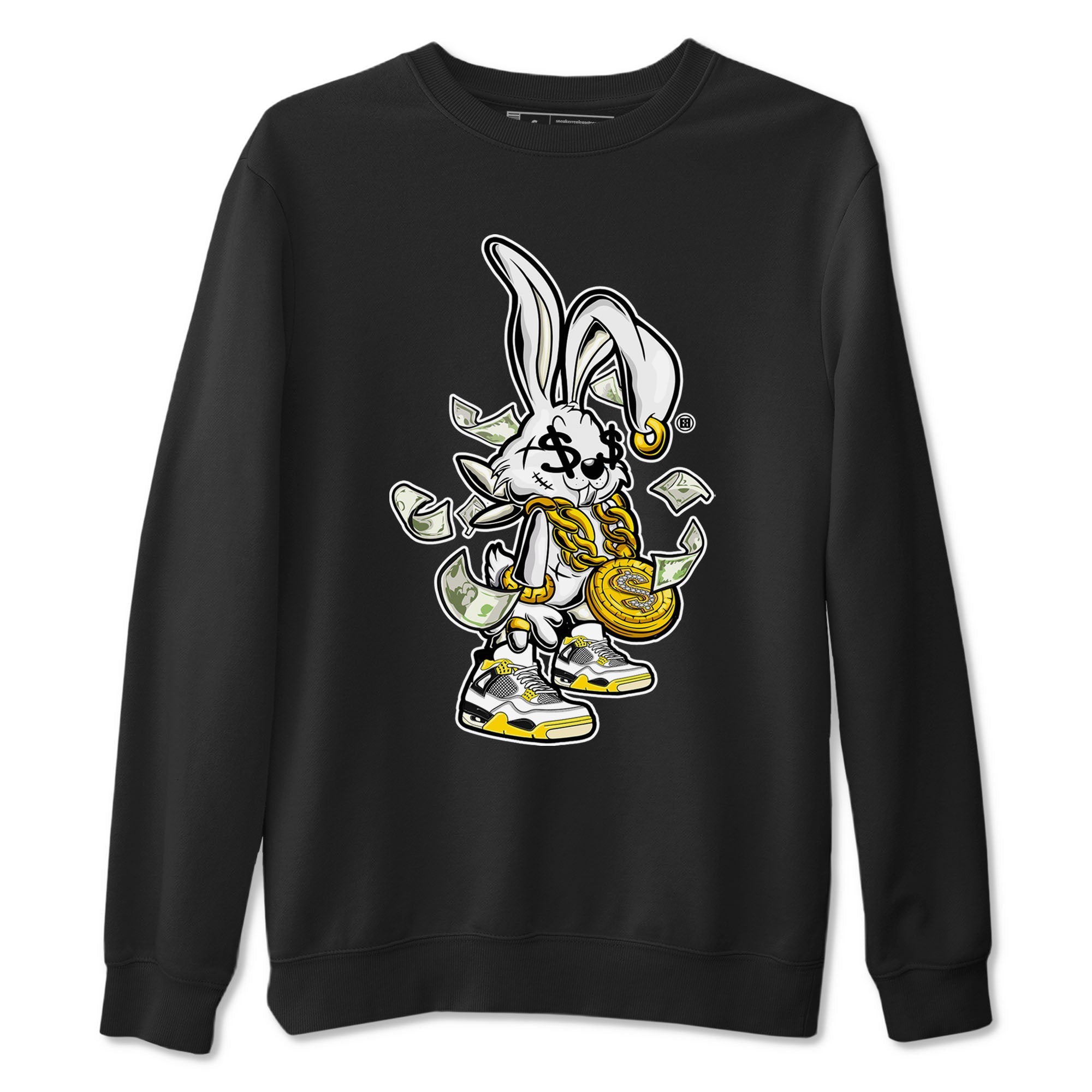 4s Vivid Sulfur shirt to match jordans Rich Bunny sneaker tees Air Jordan 4 Vivid Sulfur Drip Gear Zone unisex cotton Black 2 crew neck shirt