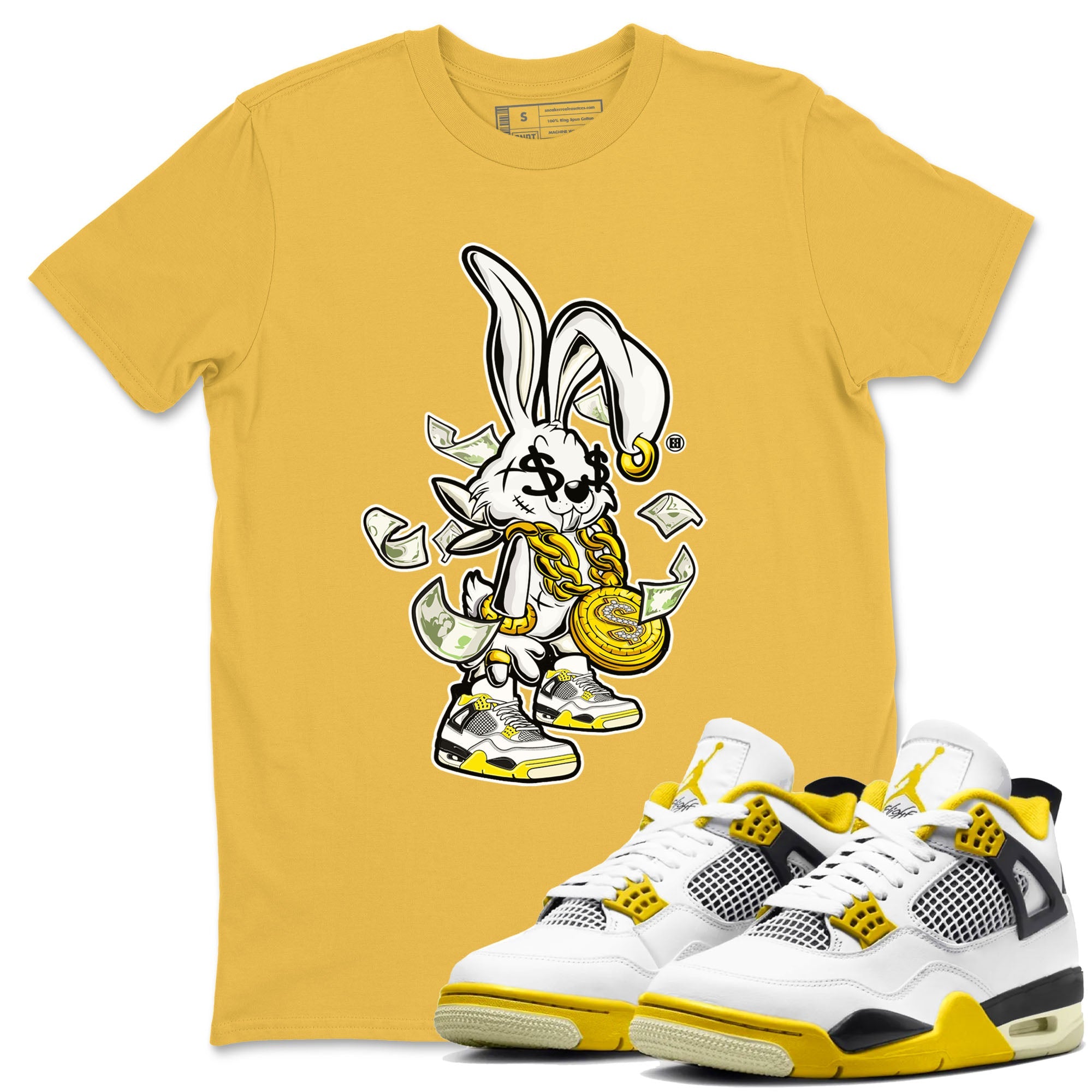 4s Vivid Sulfur shirt to match jordans Rich Bunny sneaker tees Air Jordan 4 Vivid Sulfur Drip Gear Zone unisex cotton Daisy 1 crew neck shirt