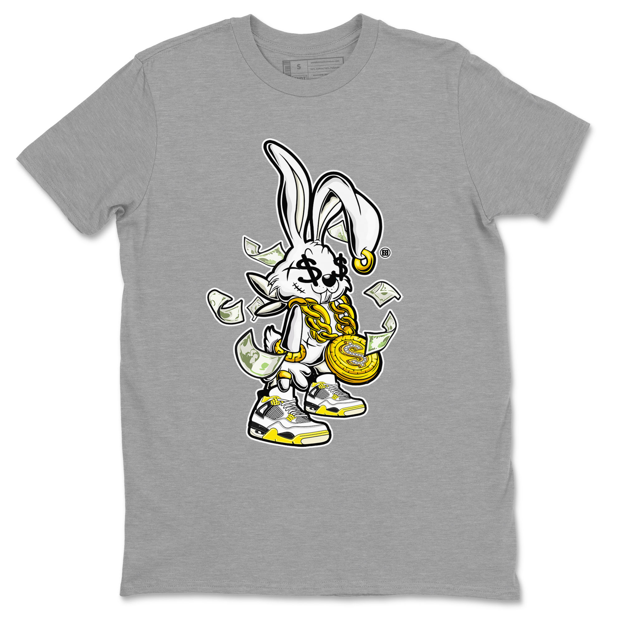 4s Vivid Sulfur shirt to match jordans Rich Bunny sneaker tees Air Jordan 4 Vivid Sulfur Drip Gear Zone unisex cotton Heather Grey 2 crew neck shirt