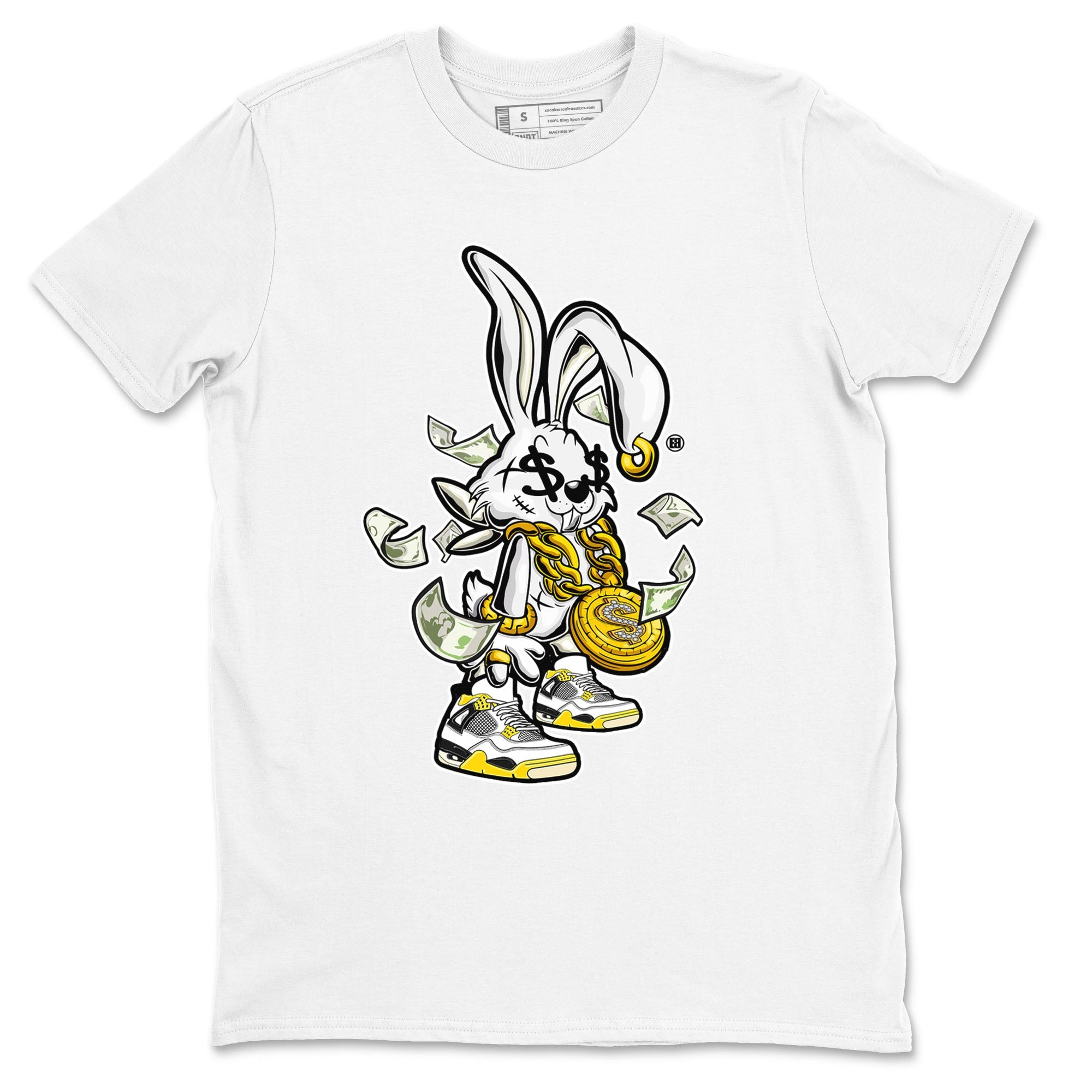 4s Vivid Sulfur shirt to match jordans Rich Bunny sneaker tees Air Jordan 4 Vivid Sulfur Drip Gear Zone unisex cotton White 2 crew neck shirt