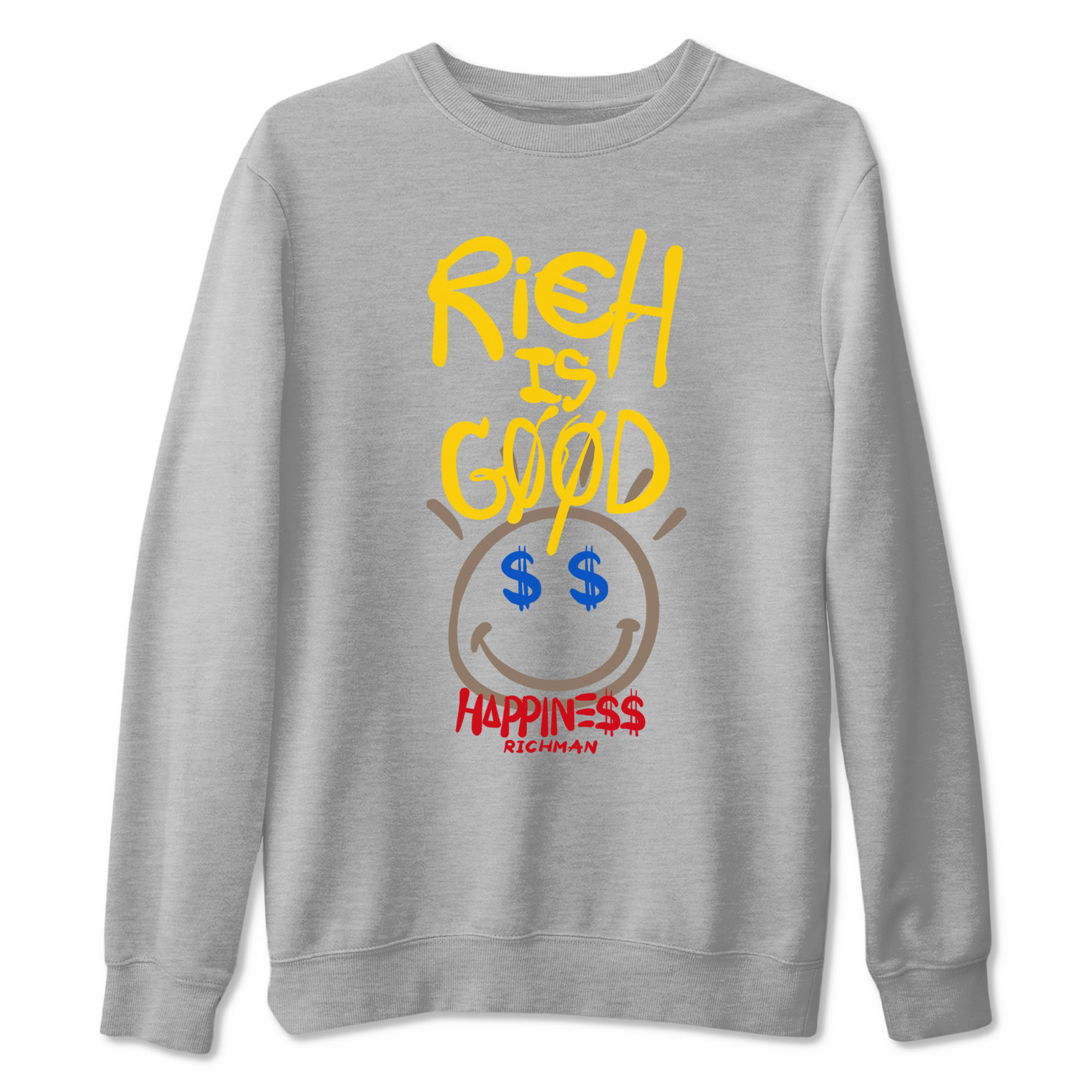 1s Travis Scott Canary shirt to match jordans Rich Is Good sneaker tees Air Jordan 1 Travis Scott Canary Drip Gear Zone unisex cotton Heather Grey 2 crew neck shirt