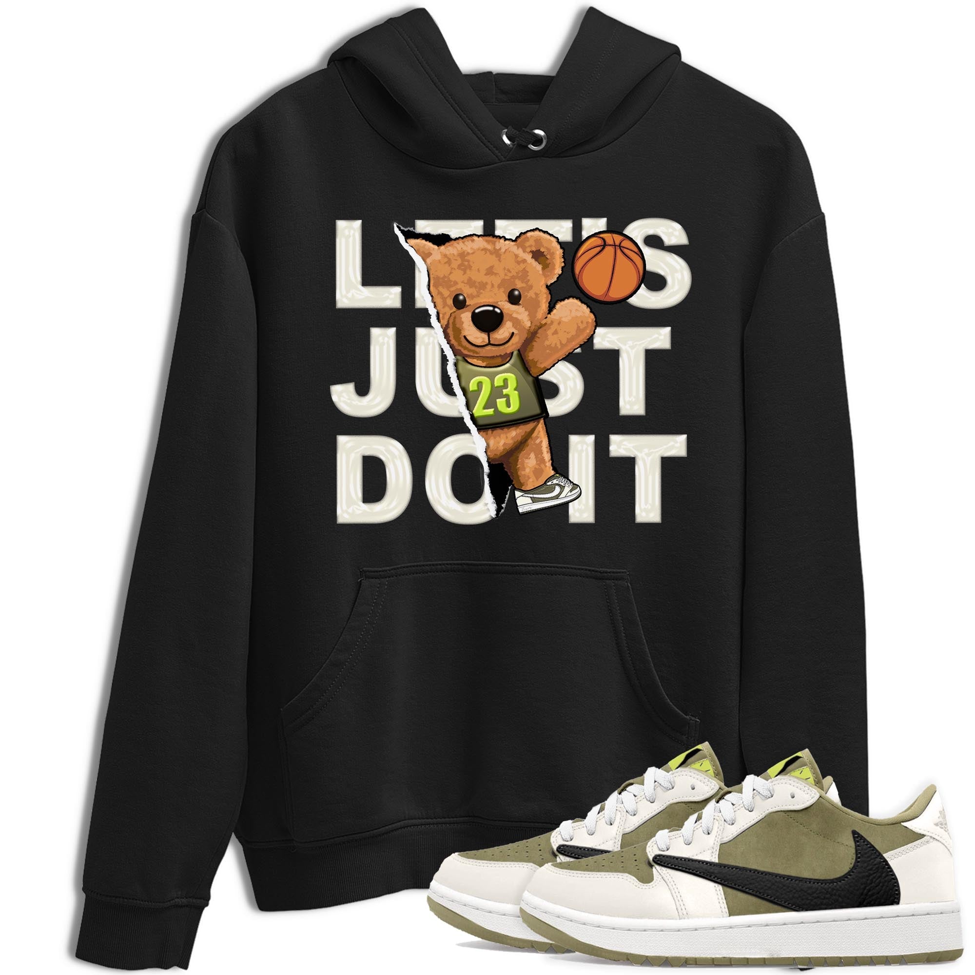 Jordan 1 Low X Travis Scott Golf Olive shirt to match jordans Rip Out Bear sneaker release tees Air Jordan 1 Travis Scott Golf Olive Drip Gear Zone Unisex Streetwear Clothing Black 1 T-Shirt