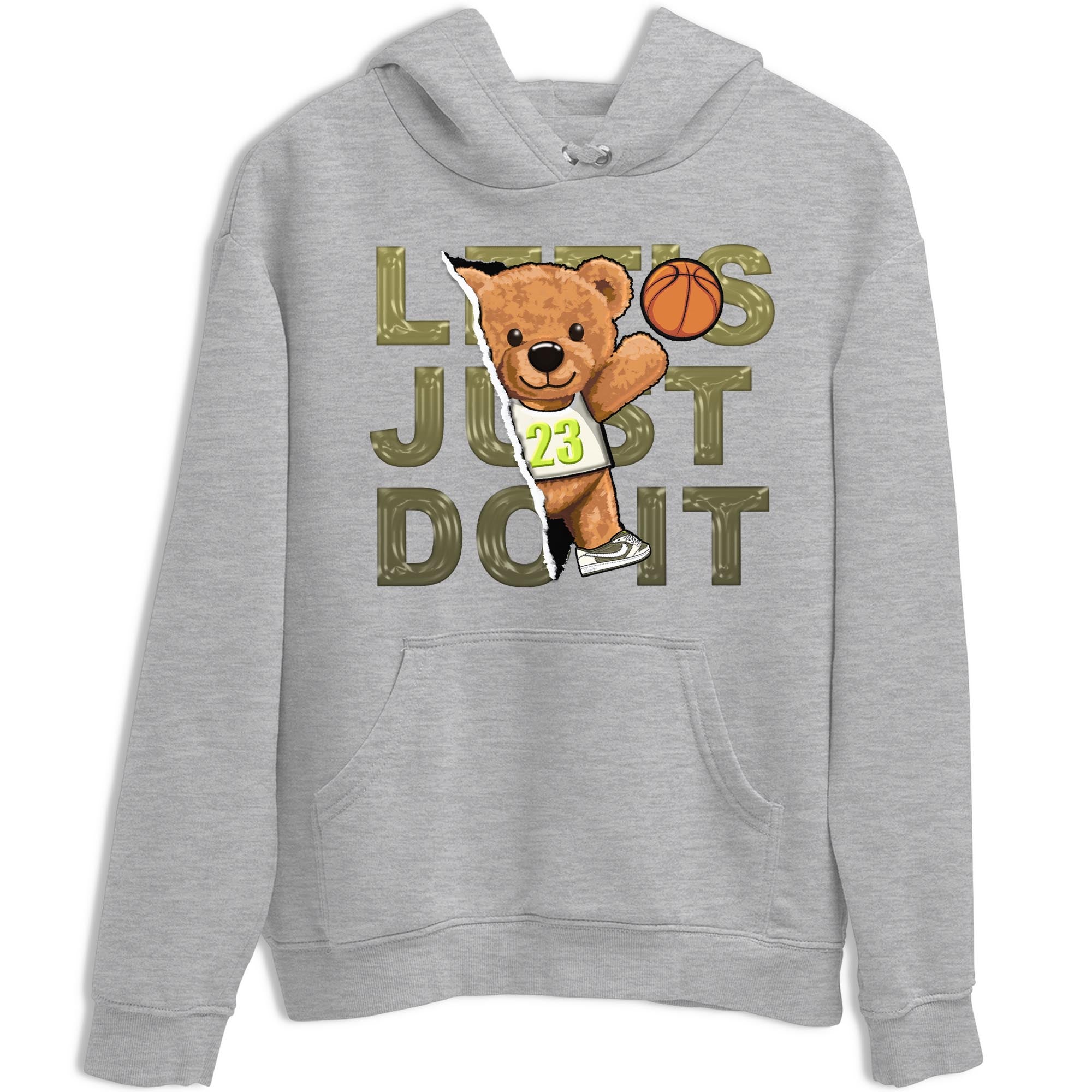 Jordan 1 Low X Travis Scott Golf Olive shirt to match jordans Rip Out Bear sneaker release tees Air Jordan 1 Travis Scott Golf Olive Drip Gear Zone Unisex Streetwear Clothing Heather Grey 2 T-Shirt