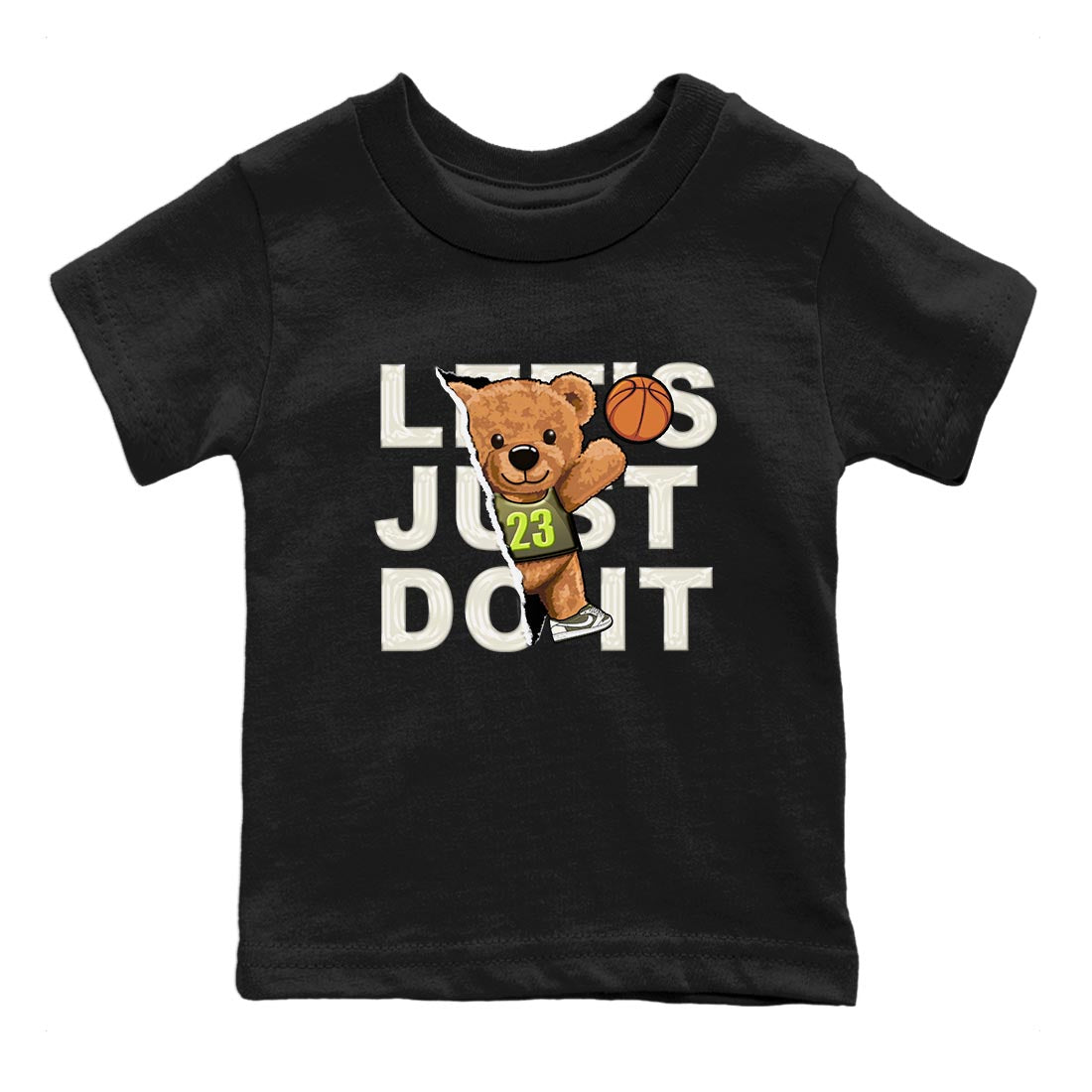 Jordan 1 Low X Travis Scott Golf Olive shirt to match jordans Rip Out Bear sneaker release tees Air Jordan 1 Travis Scott Golf Olive Drip Gear Zone Baby Toddler Black 2 T-Shirt
