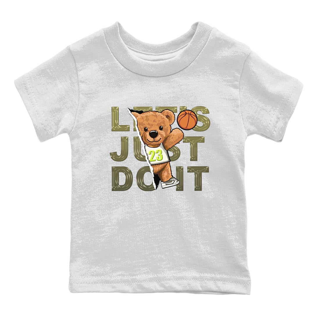 Jordan 1 Low X Travis Scott Golf Olive shirt to match jordans Rip Out Bear sneaker release tees Air Jordan 1 Travis Scott Golf Olive Drip Gear Zone Baby Toddler White 2 T-Shirt