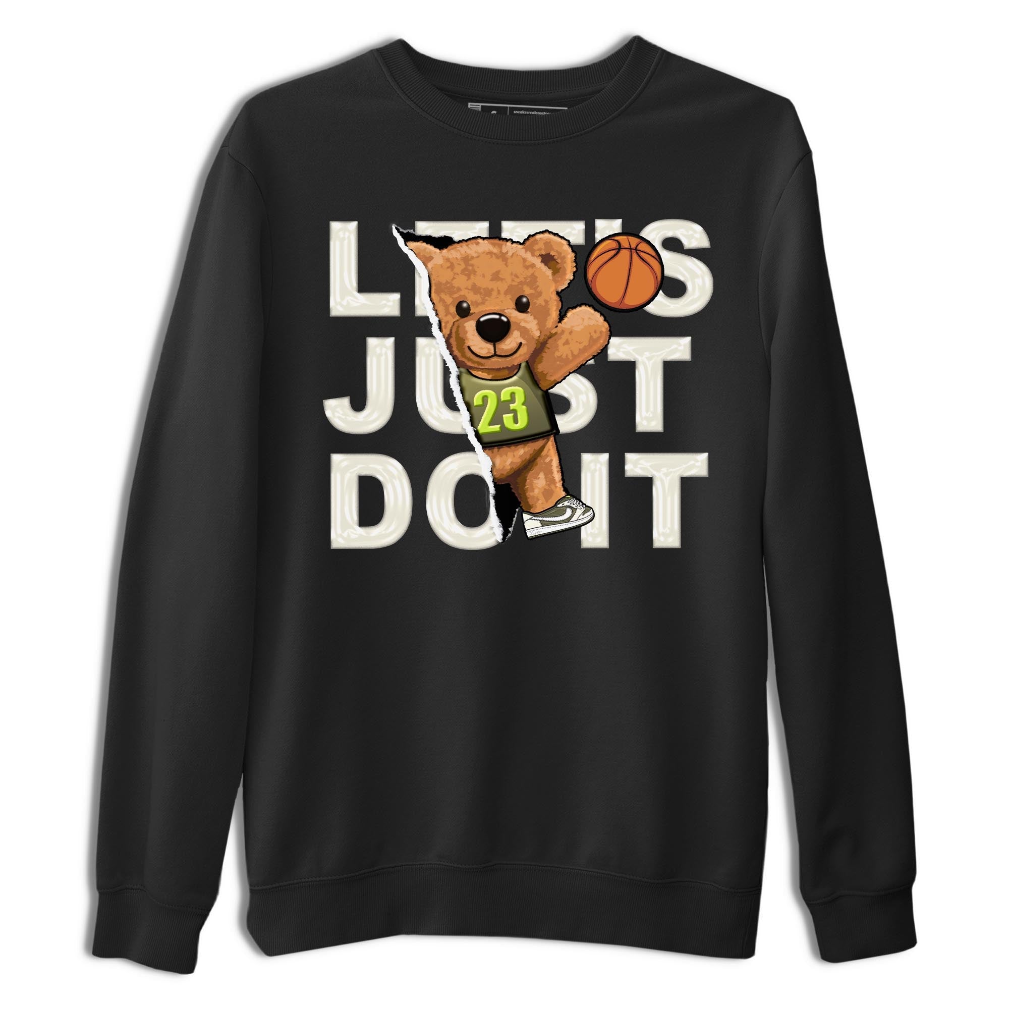 Jordan 1 Low X Travis Scott Golf Olive shirt to match jordans Rip Out Bear sneaker release tees Air Jordan 1 Travis Scott Golf Olive Drip Gear Zone Unisex Streetwear Clothing Black 2 T-Shirt