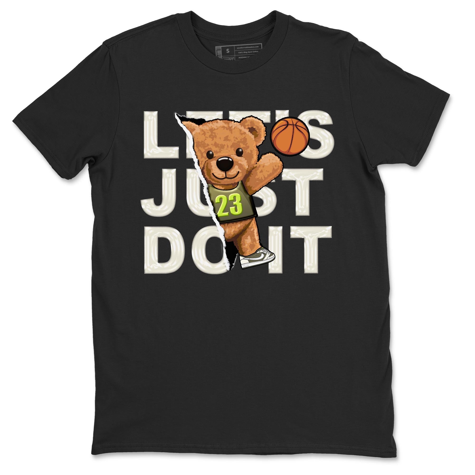 Jordan 1 Low X Travis Scott Golf Olive shirt to match jordans Rip Out Bear sneaker release tees Air Jordan 1 Travis Scott Golf Olive Drip Gear Zone Unisex Streetwear Clothing Black 2 T-Shirt