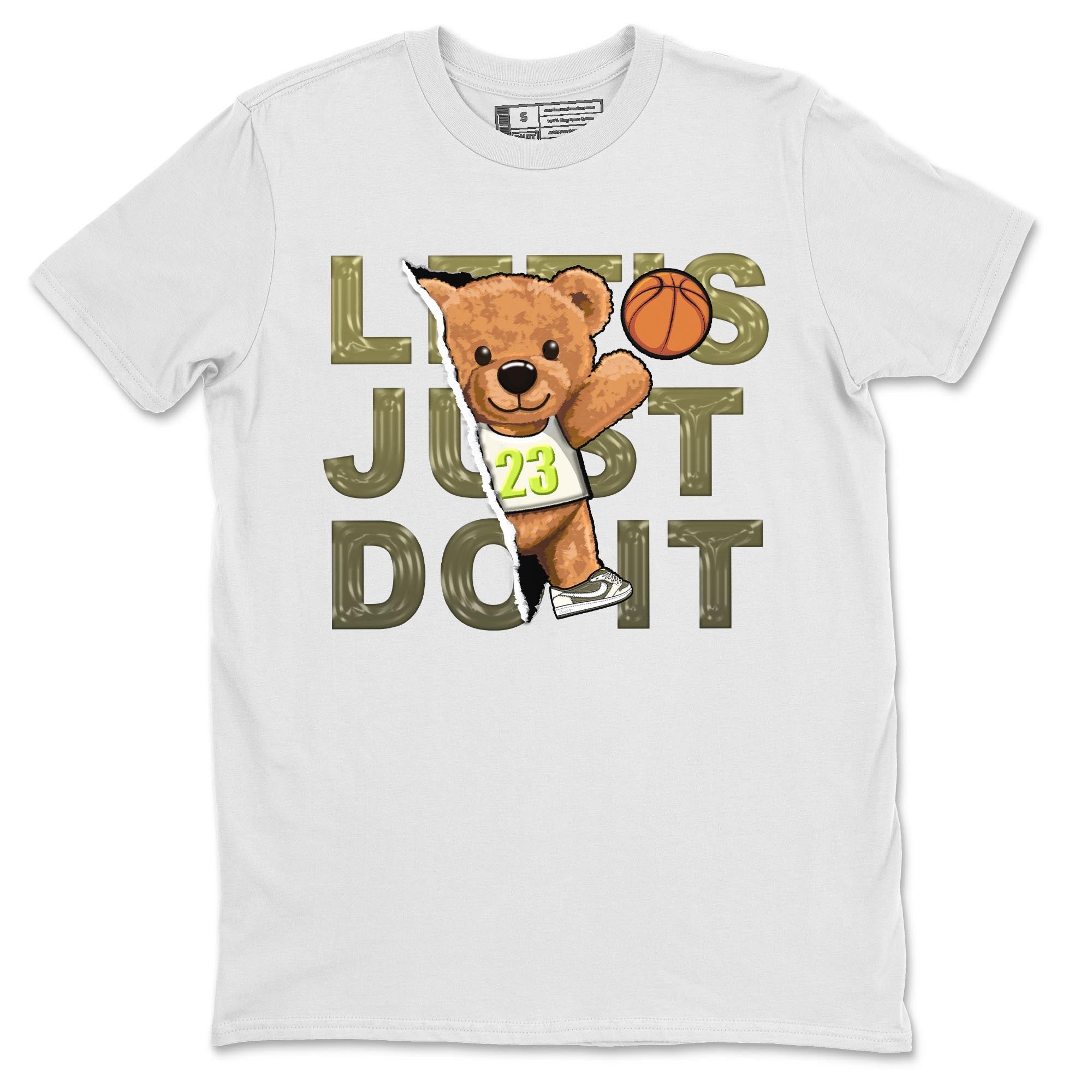 Jordan 1 Low X Travis Scott Golf Olive shirt to match jordans Rip Out Bear sneaker release tees Air Jordan 1 Travis Scott Golf Olive Drip Gear Zone Unisex Streetwear Clothing White 2 T-Shirt