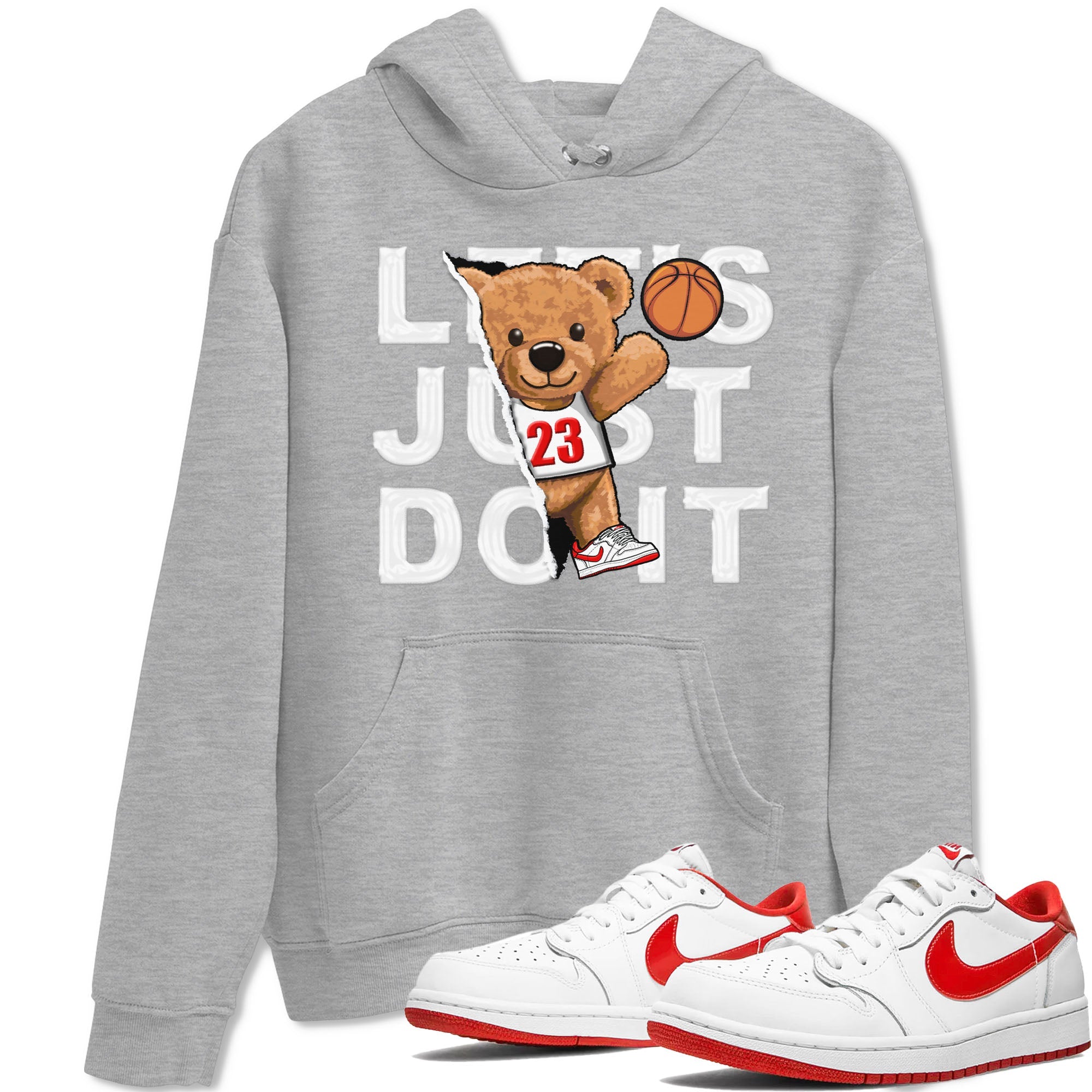 1s Low University Red shirt to match jordans Rip Out Bear sneaker tees Air Jordan 1 University Red Drip Gear Zone Sneaker Matching Clothing Brand Unisex Sneaker Tee Heather Grey 1 T-Shirt