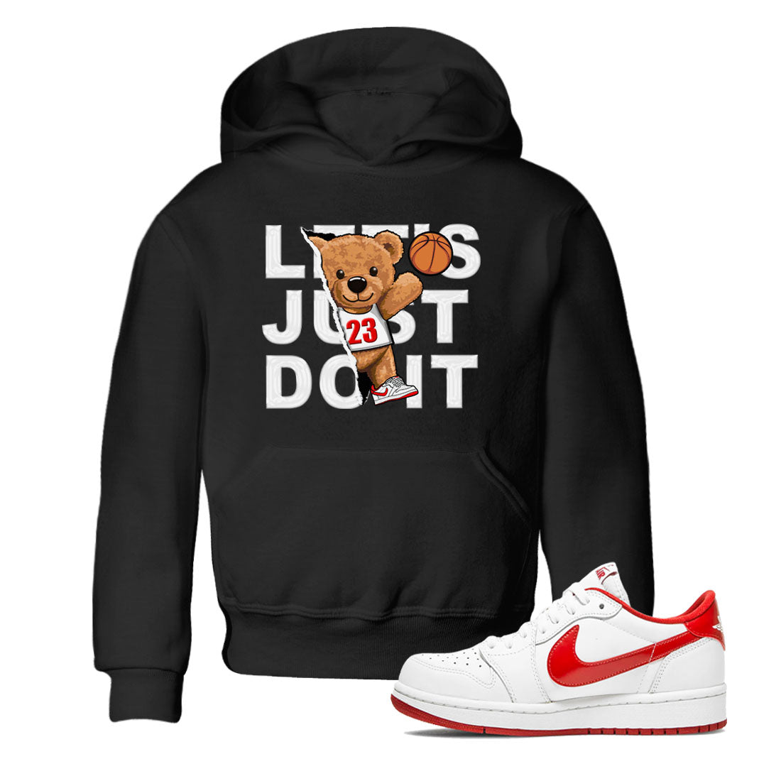 1s Low University Red shirt to match jordans Rip Out Bear sneaker tees Air Jordan 1 University Red Drip Gear Zone Sneaker Matching Clothing Brand Baby Toddler Black 1 T-Shirt