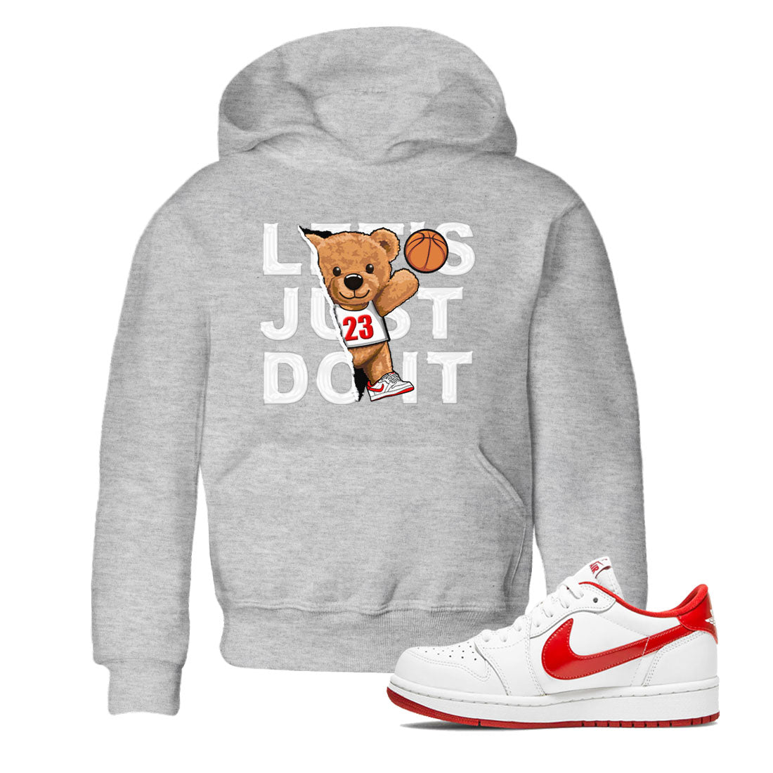 1s Low University Red shirt to match jordans Rip Out Bear sneaker tees Air Jordan 1 University Red Drip Gear Zone Sneaker Matching Clothing Brand Baby Toddler Heather Grey 1 T-Shirt