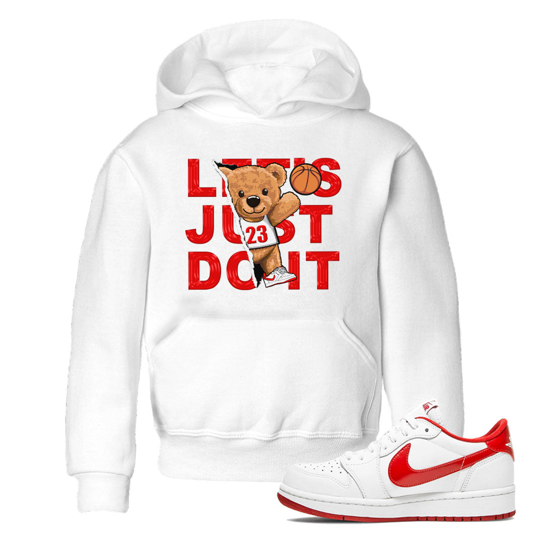 1s Low University Red shirt to match jordans Rip Out Bear sneaker tees Air Jordan 1 University Red Drip Gear Zone Sneaker Matching Clothing Brand Baby Toddler White 1 T-Shirt