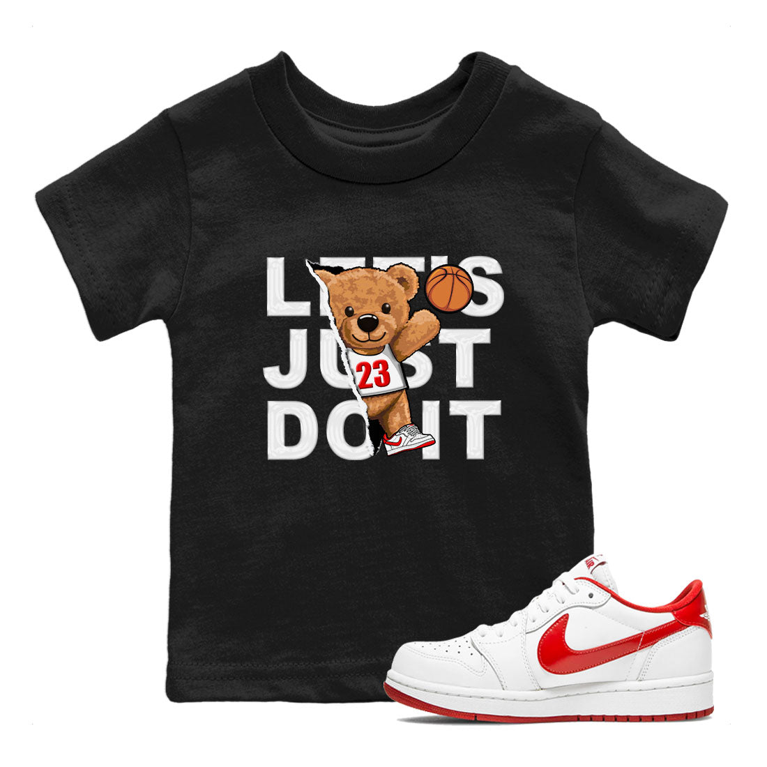 1s Low University Red shirt to match jordans Rip Out Bear sneaker tees Air Jordan 1 University Red Drip Gear Zone Sneaker Matching Clothing Brand Baby Toddler Black 1 T-Shirt