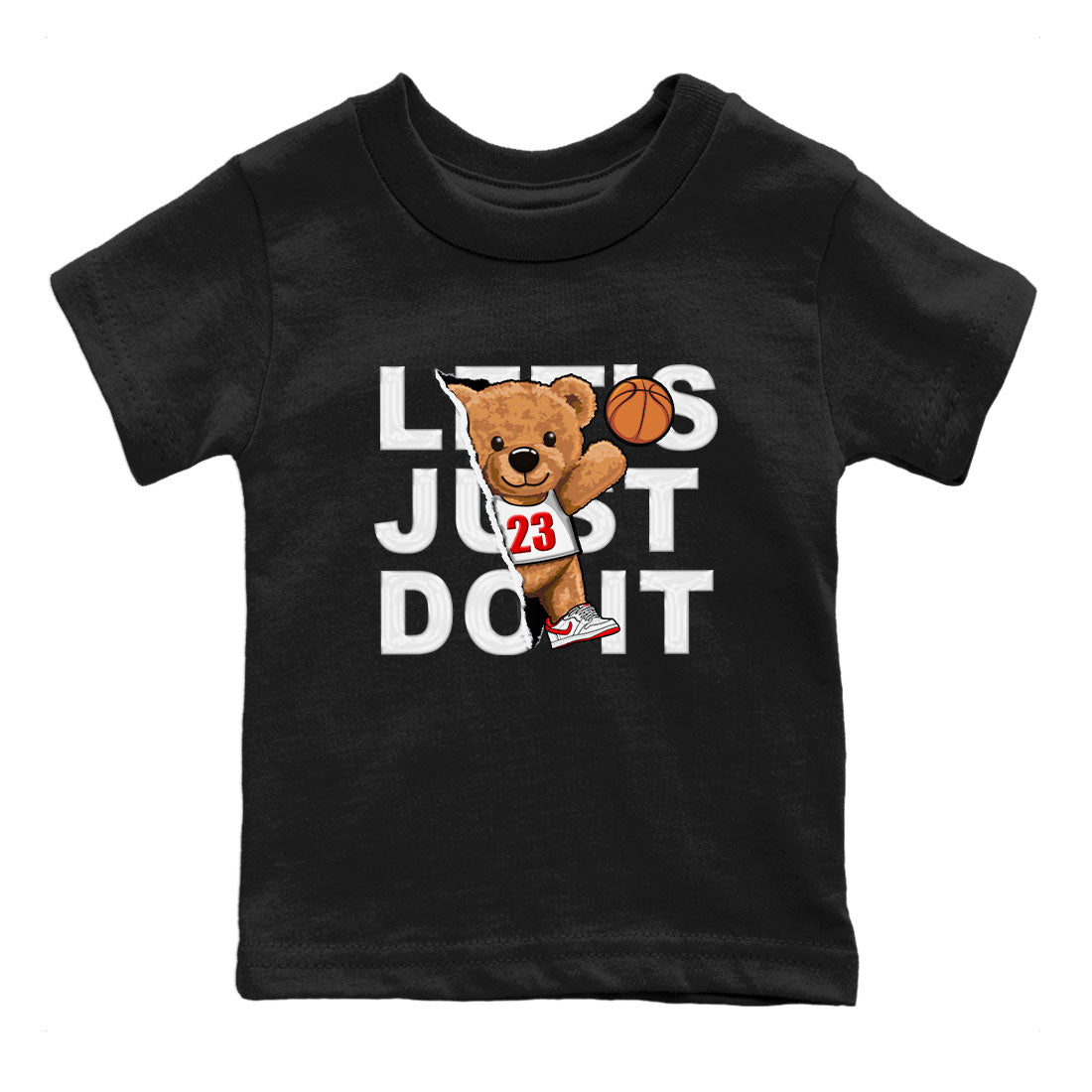 1s Low University Red shirt to match jordans Rip Out Bear sneaker tees Air Jordan 1 University Red Drip Gear Zone Sneaker Matching Clothing Brand Baby Toddler Black 2 T-Shirt