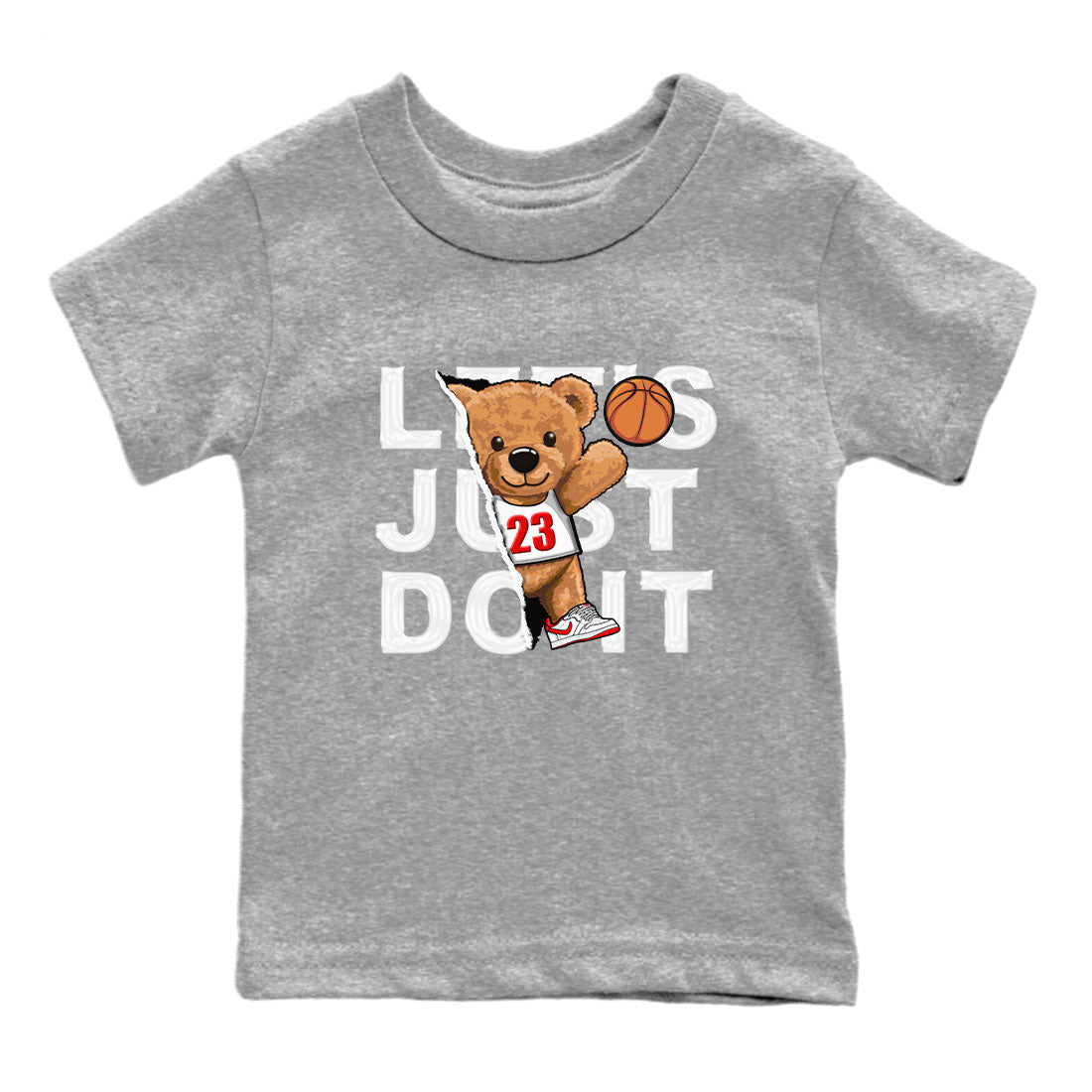 1s Low University Red shirt to match jordans Rip Out Bear sneaker tees Air Jordan 1 University Red Drip Gear Zone Sneaker Matching Clothing Brand Baby Toddler Heather Grey 2 T-Shirt