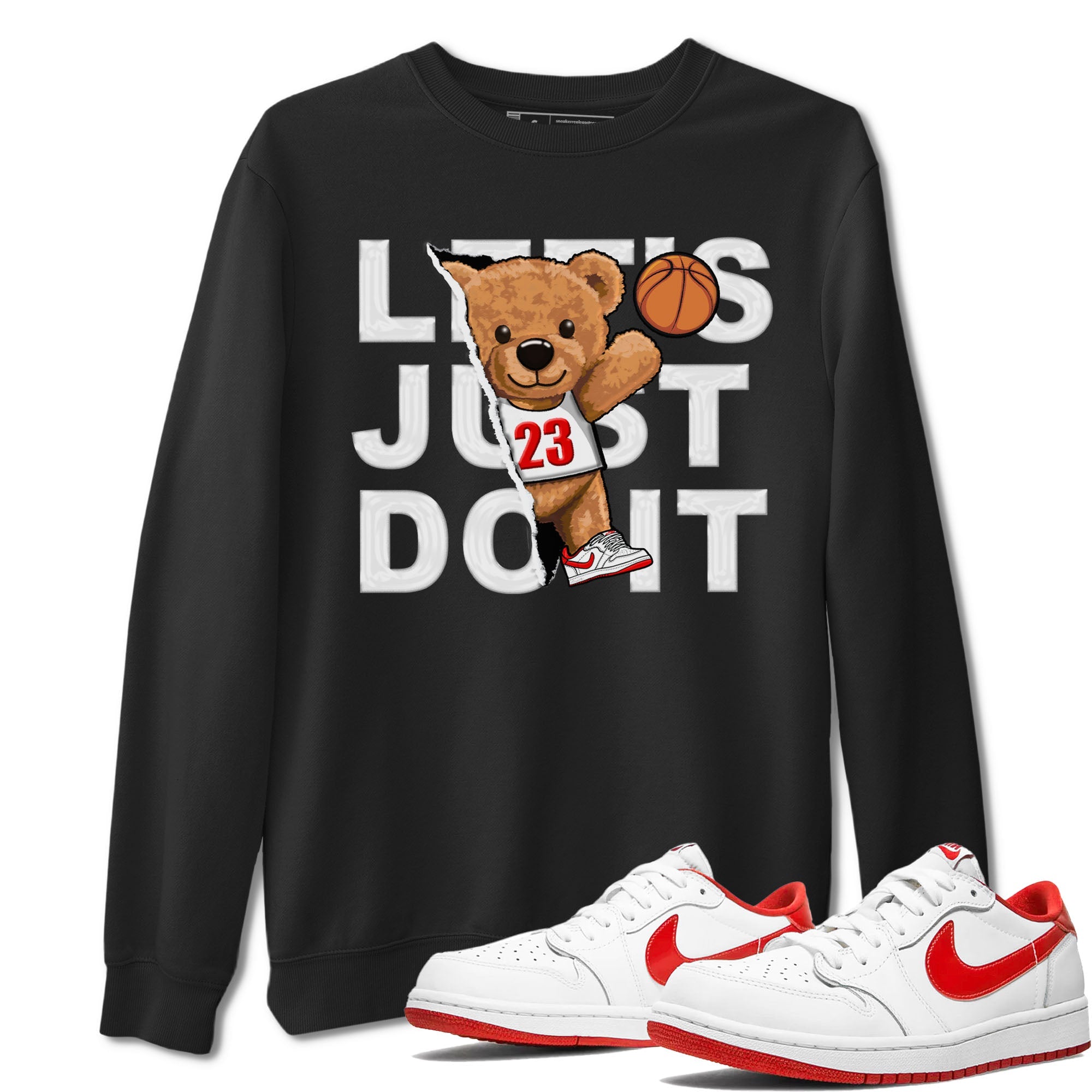 1s Low University Red shirt to match jordans Rip Out Bear sneaker tees Air Jordan 1 University Red Drip Gear Zone Sneaker Matching Clothing Brand Unisex Sneaker Tee Black 1 T-Shirt