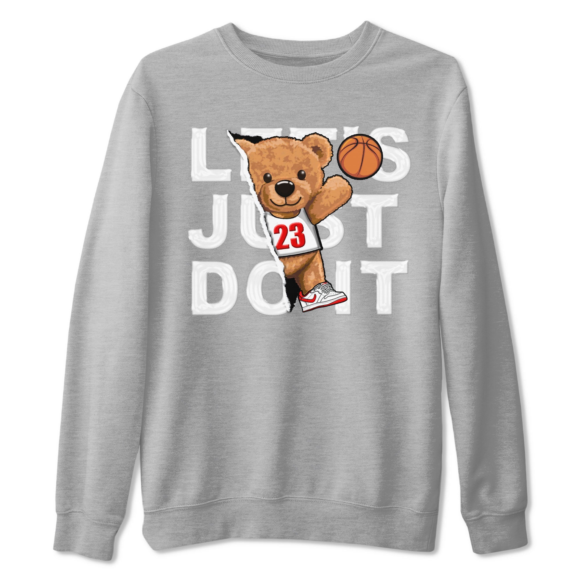 1s Low University Red shirt to match jordans Rip Out Bear sneaker tees Air Jordan 1 University Red Drip Gear Zone Sneaker Matching Clothing Brand Unisex Sneaker Tee Heather Grey 2 T-Shirt