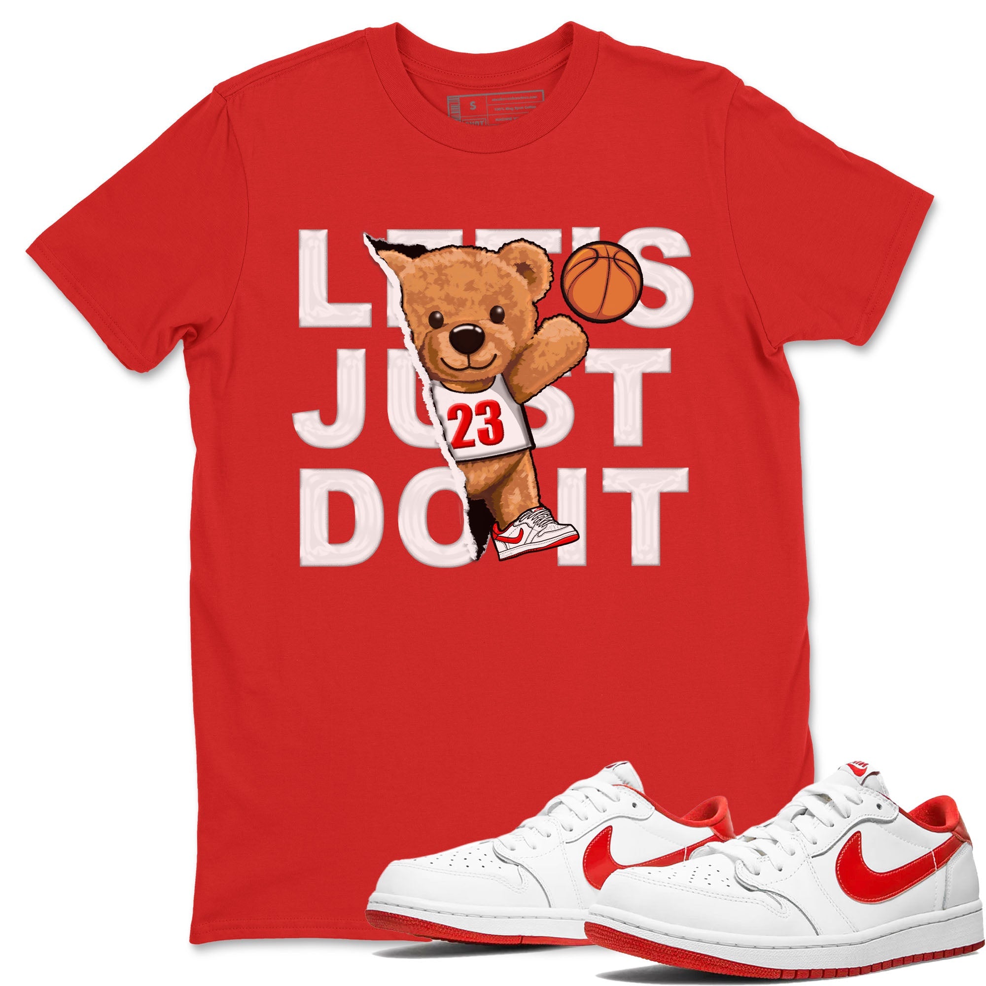 1s Low University Red shirt to match jordans Rip Out Bear sneaker tees Air Jordan 1 University Red Drip Gear Zone Sneaker Matching Clothing Brand Unisex Sneaker Tee Red 1 T-Shirt