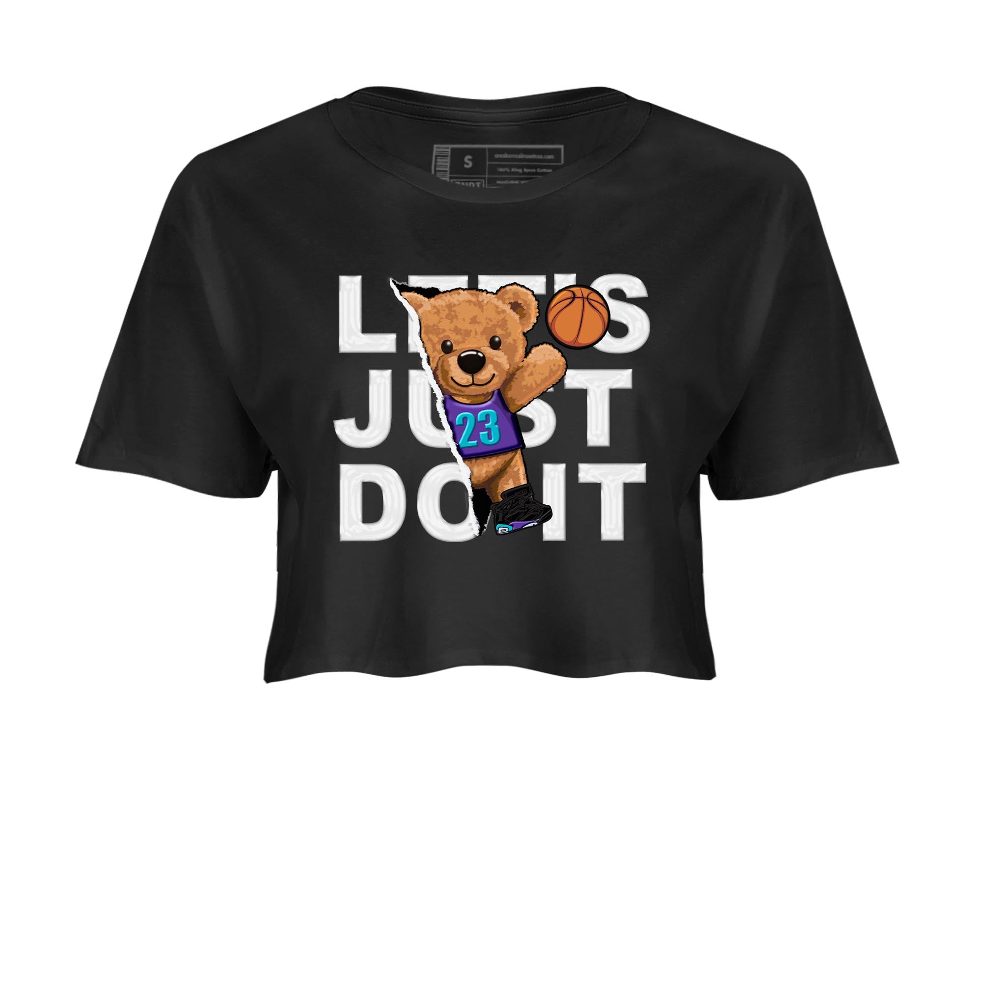 AJ6 Aqua shirt to match jordans Rip Out Bear sneaker release tees Air Jordan 6 Aqua Drip Gear Zone Black 2 Crop T-Shirt