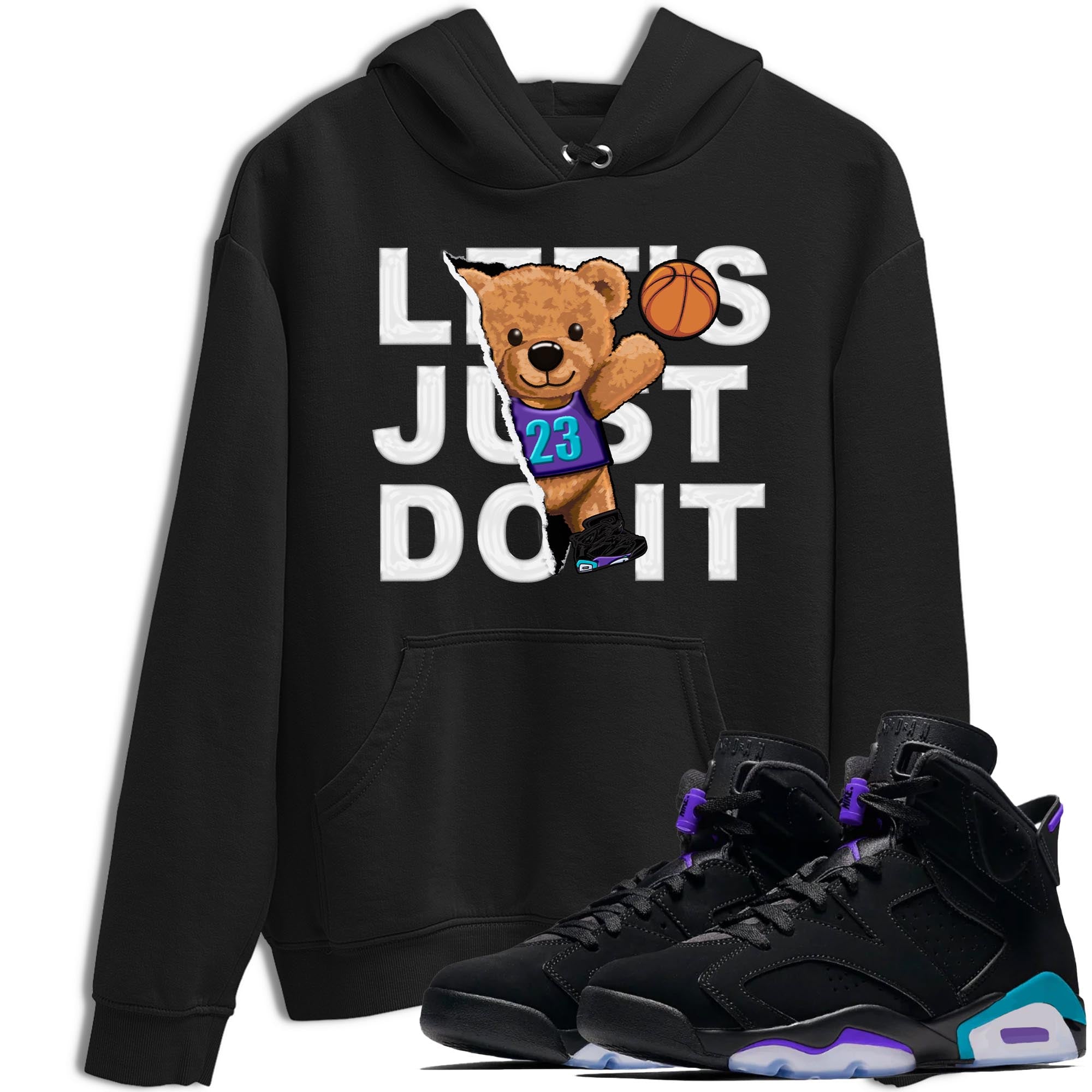 AJ6 Aqua shirt to match jordans Rip Out Bear sneaker release tees Air Jordan 6 Aqua Drip Gear Zone Unisex Streetwear Clothing Black 1 T-Shirt