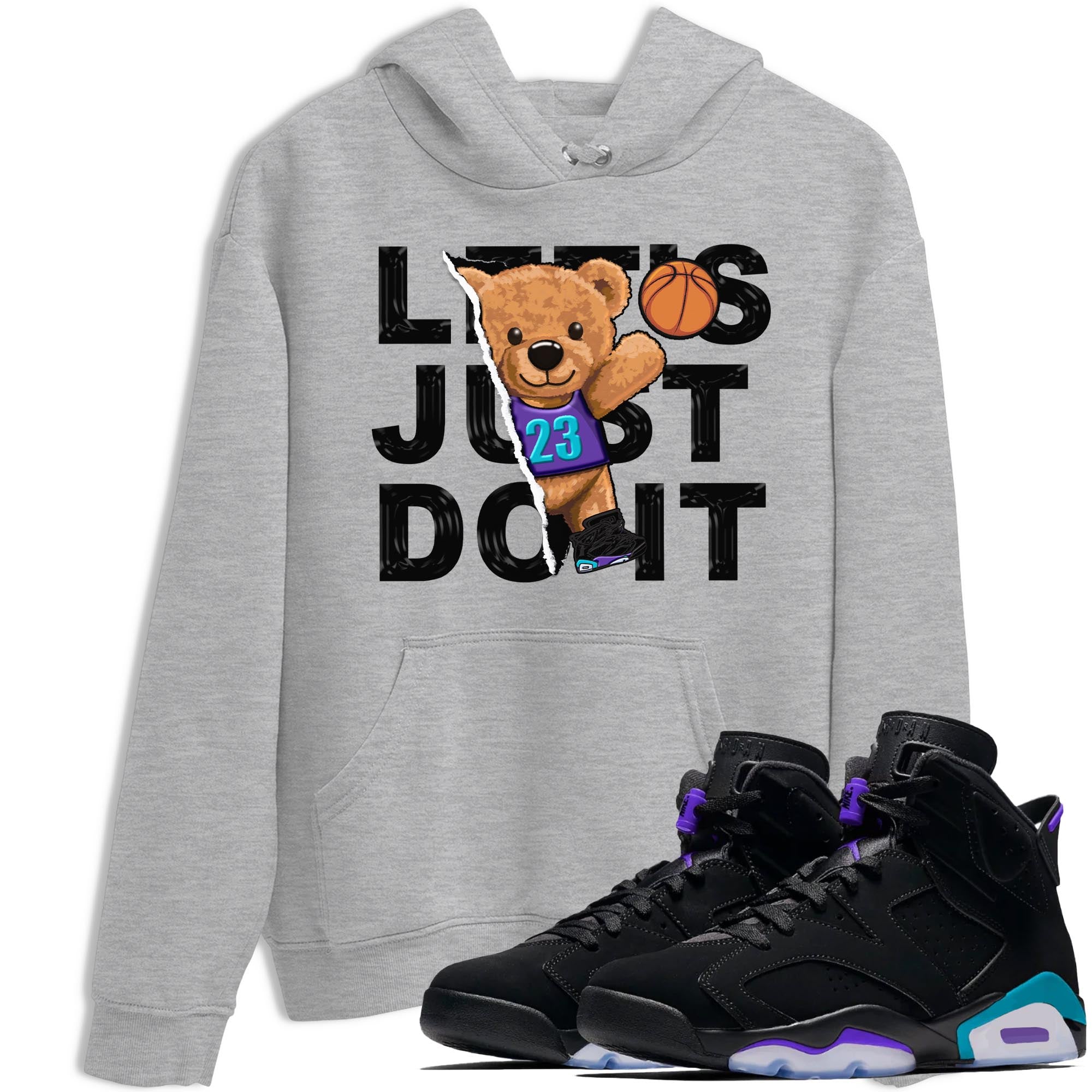 AJ6 Aqua shirt to match jordans Rip Out Bear sneaker release tees Air Jordan 6 Aqua Drip Gear Zone Unisex Streetwear Clothing Heather Grey 1 T-Shirt