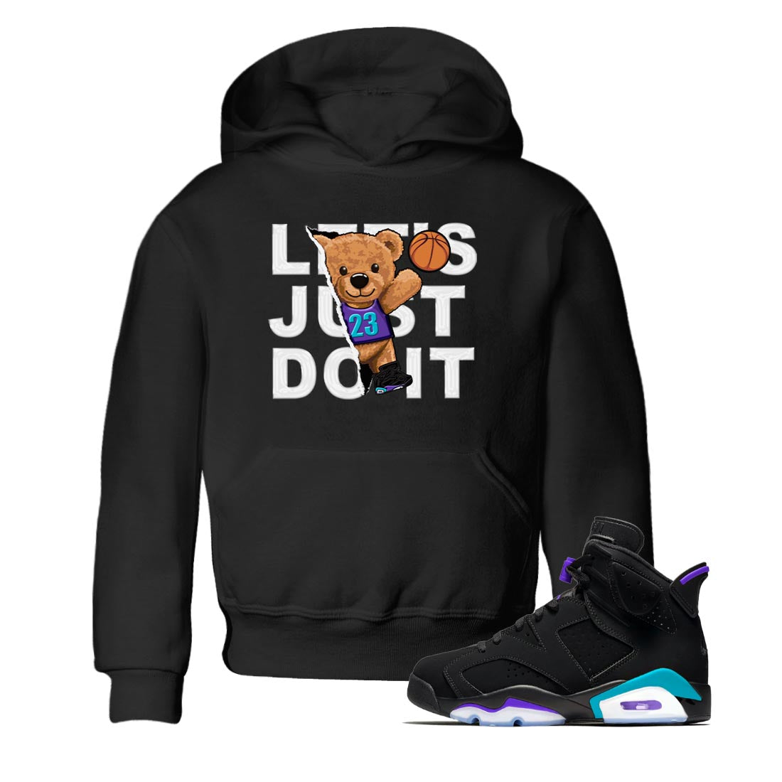 AJ6 Aqua shirt to match jordans Rip Out Bear sneaker release tees Air Jordan 6 Aqua Drip Gear Zone Baby Toddler Black 1 T-Shirt