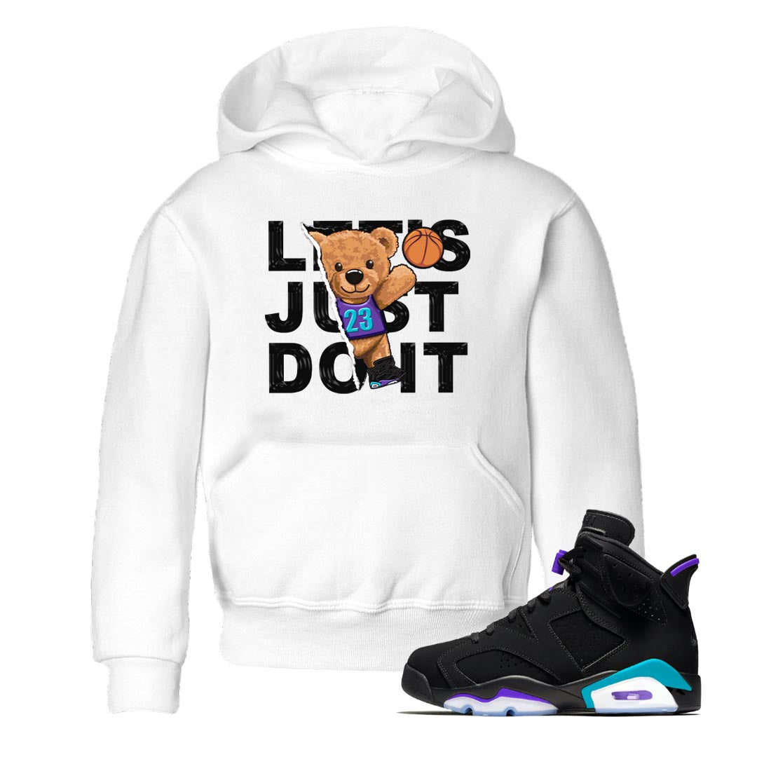 AJ6 Aqua shirt to match jordans Rip Out Bear sneaker release tees Air Jordan 6 Aqua Drip Gear Zone Baby Toddler White 1 T-Shirt